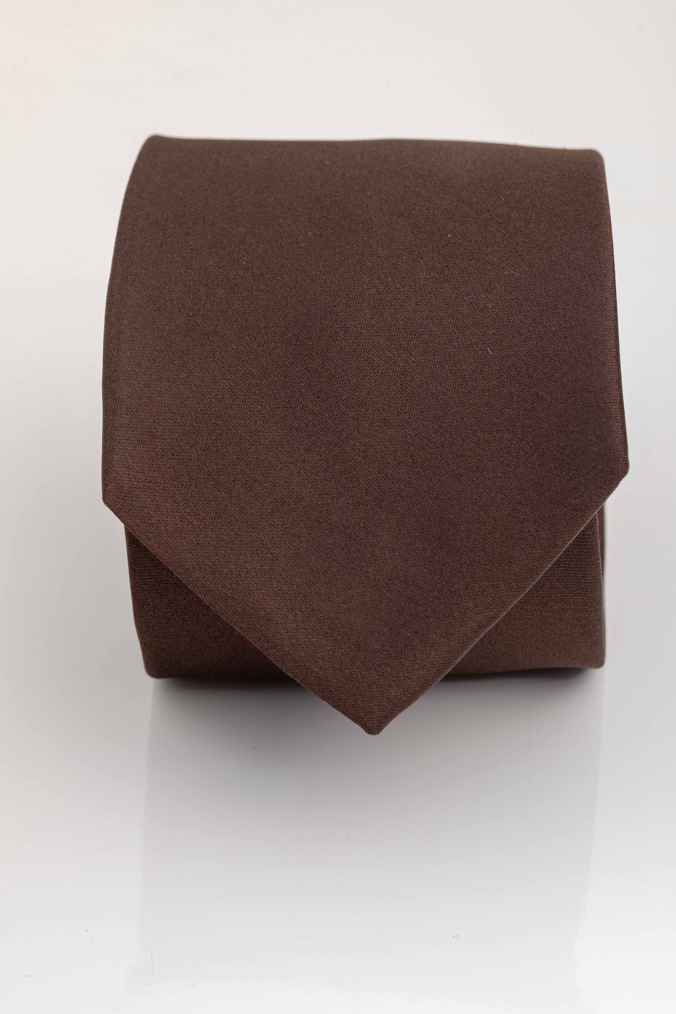 Gravata Seda Italiana Marrom Escuro