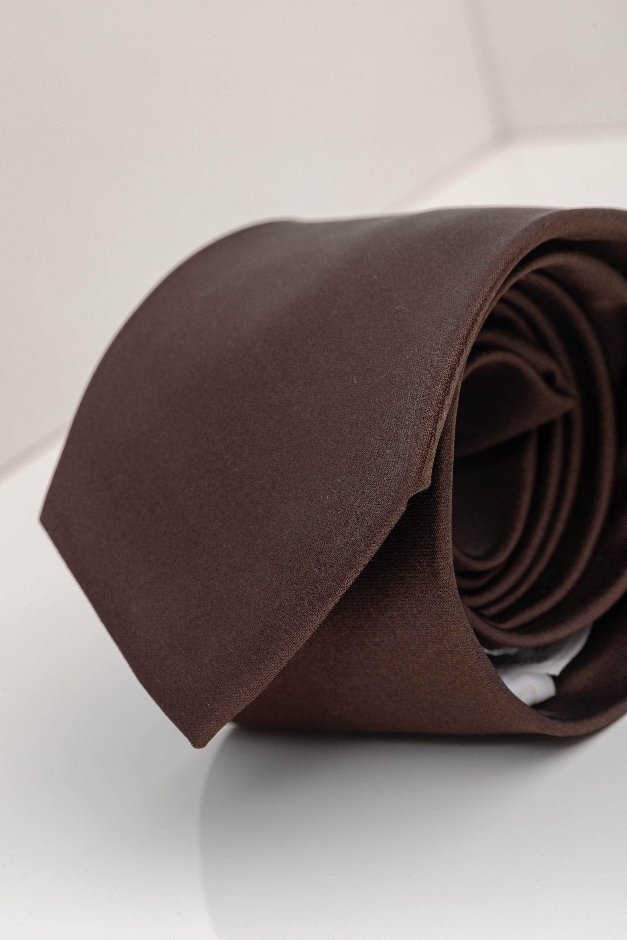 Gravata Seda Italiana Marrom Escuro