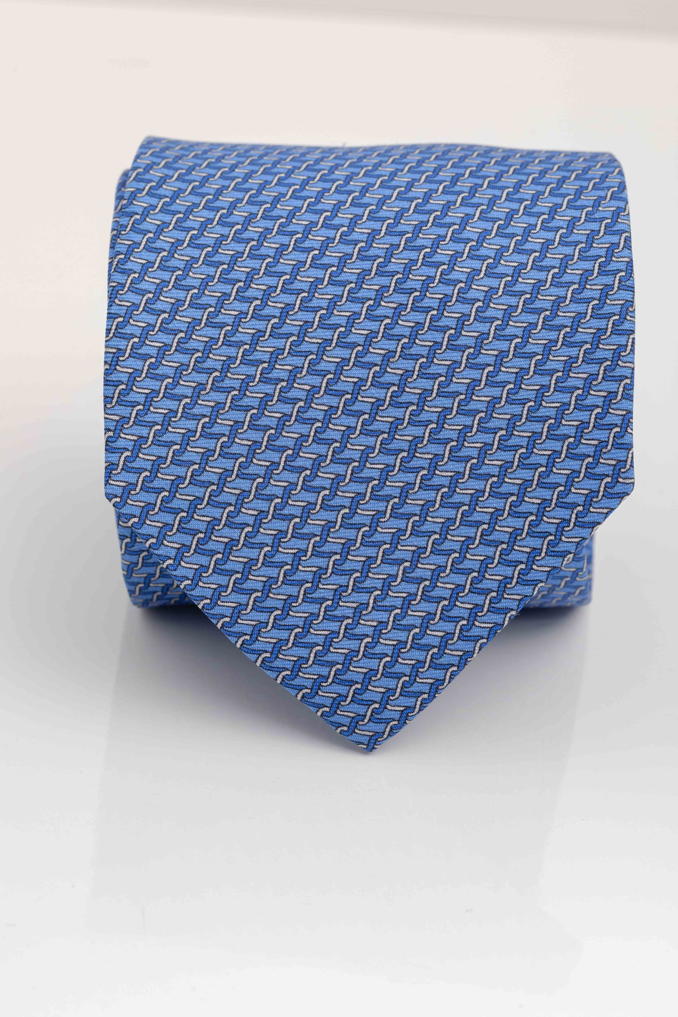 Gravata Seda Italiana Trabalhada Azul Claro - Diodato Alfaiataria