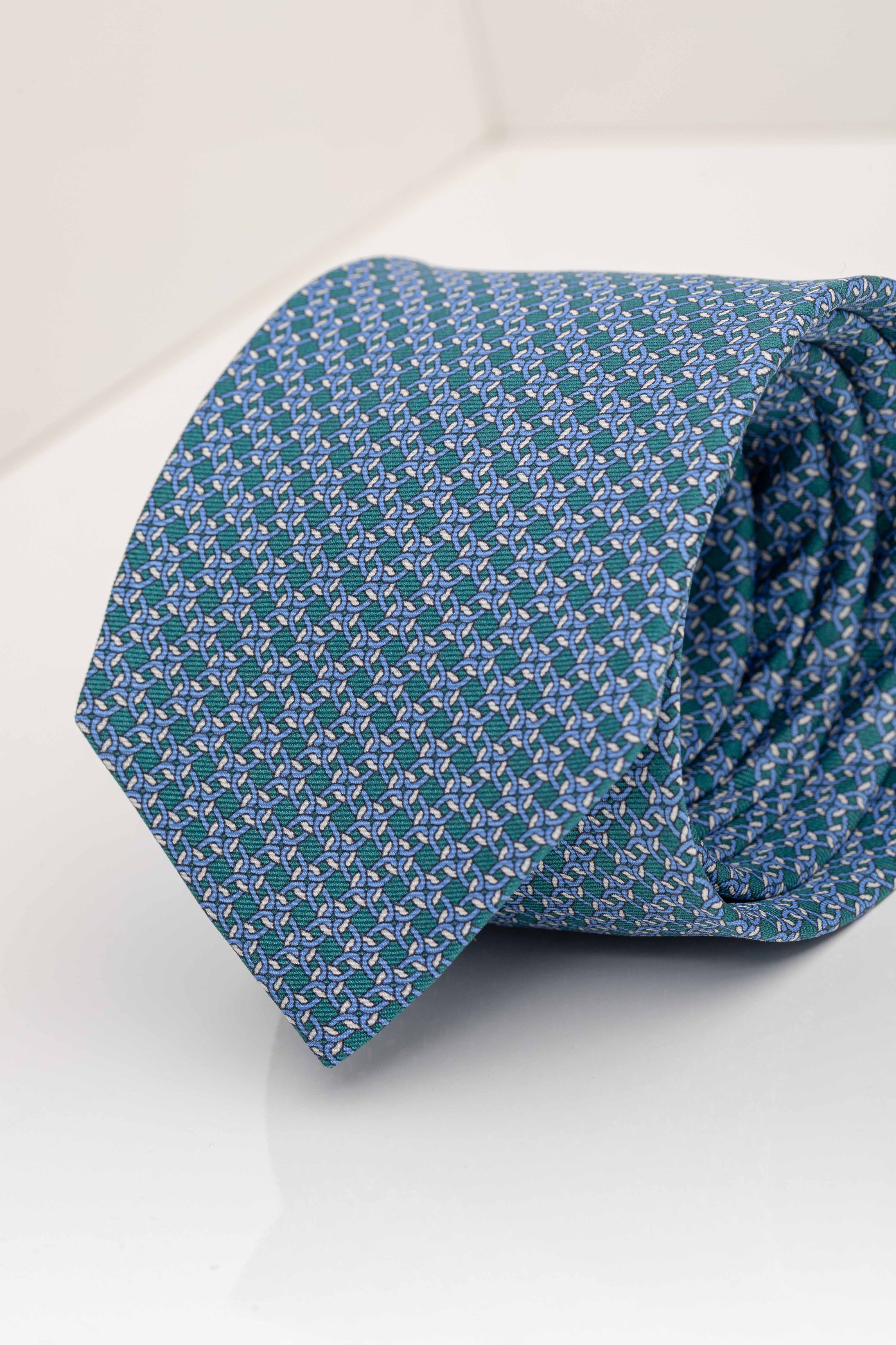 Gravata Seda Italiana Trabalhada Verde