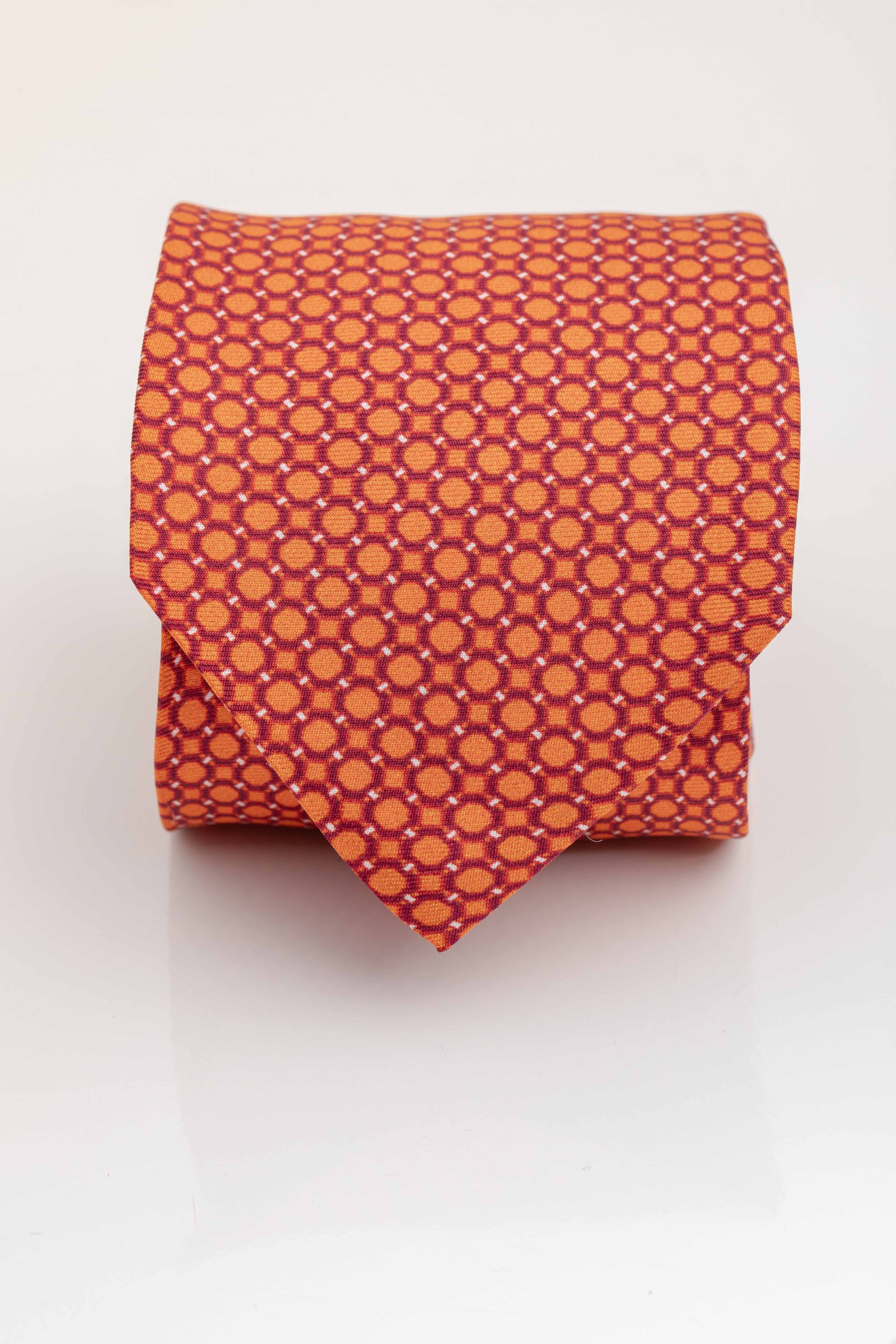 Gravata Seda Italiana Laranja com Vermelho - Diodato Alfaiataria