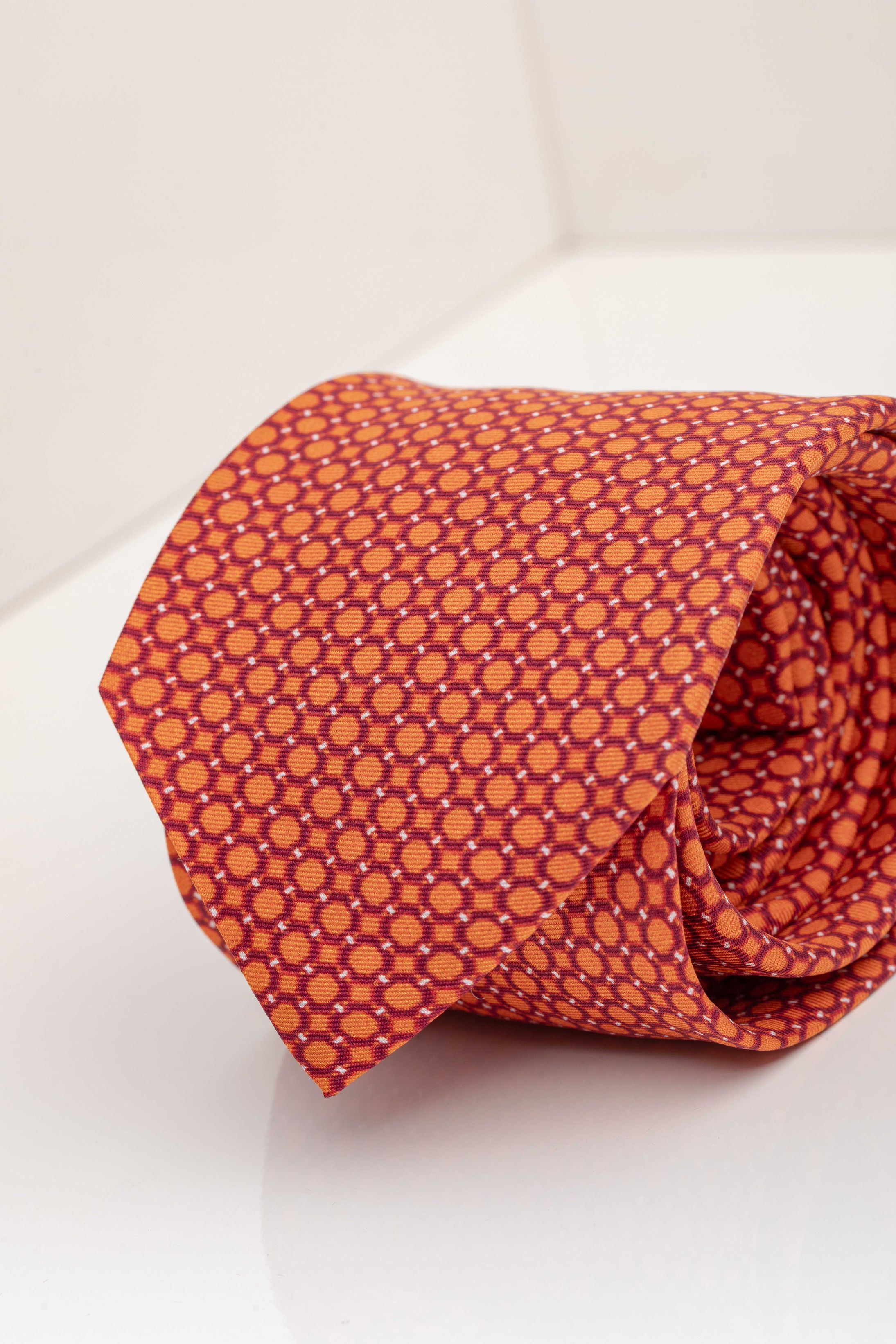 Gravata Seda Italiana Laranja com Vermelho