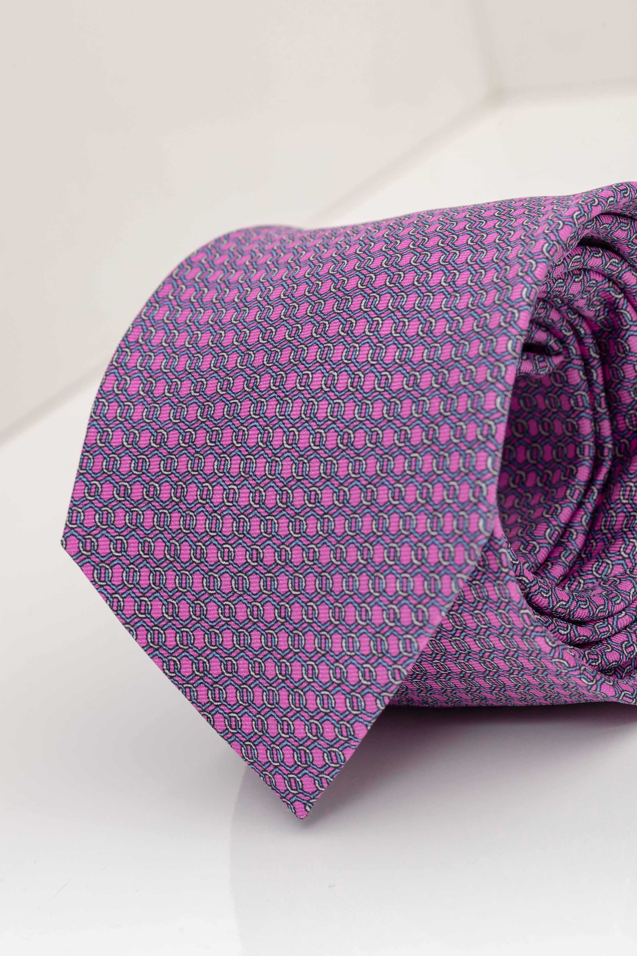 Gravata Seda Italiana Trabalhada Rosa