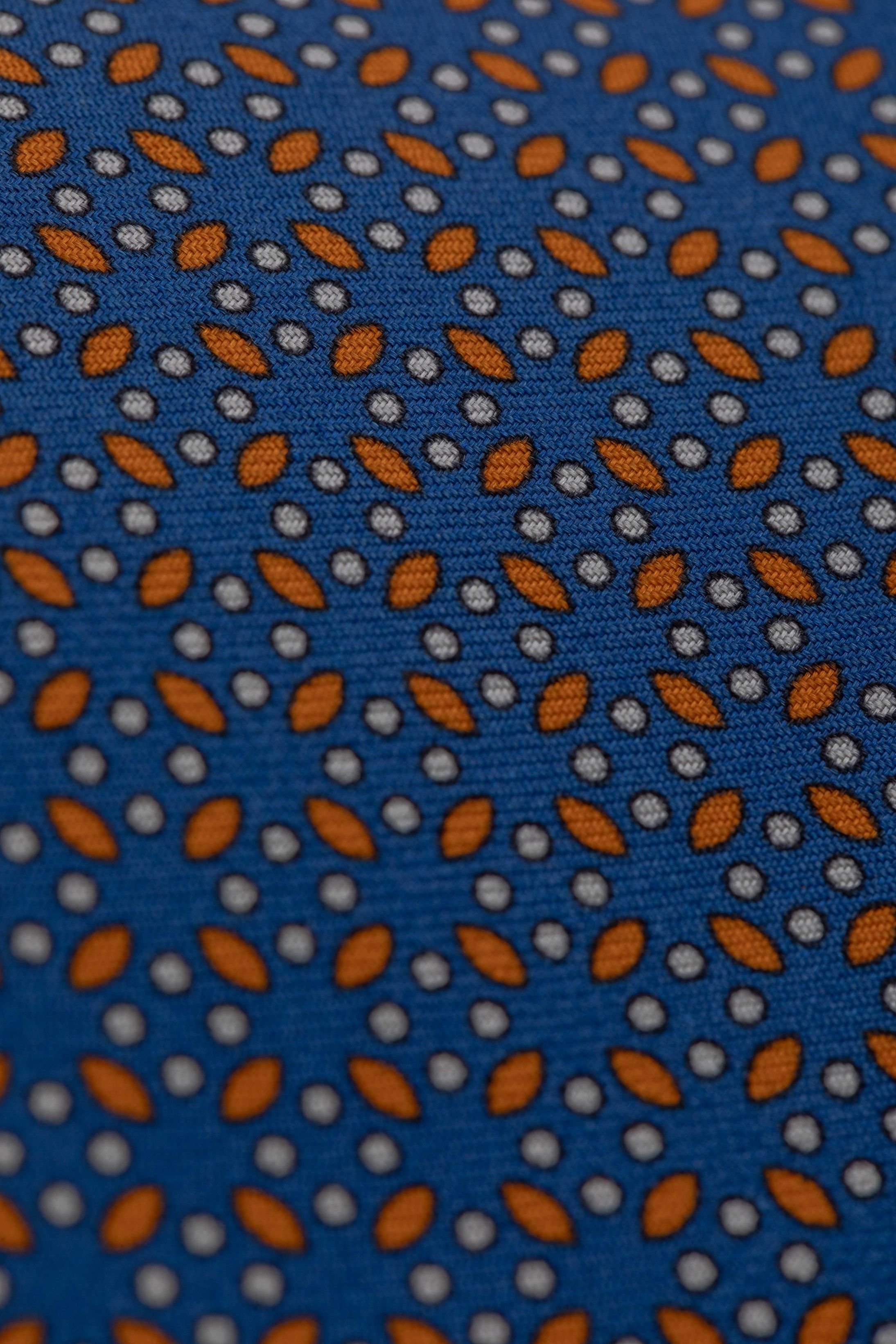 Gravata Seda Italiana Azul com laranja