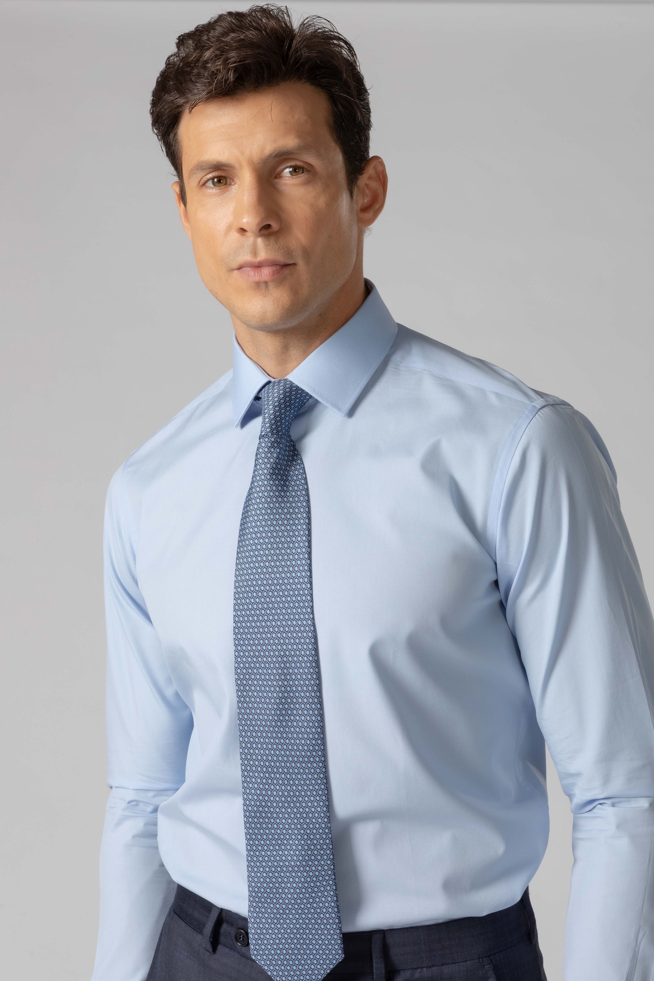Camisa Social Slim fit Fio 80 Azul 