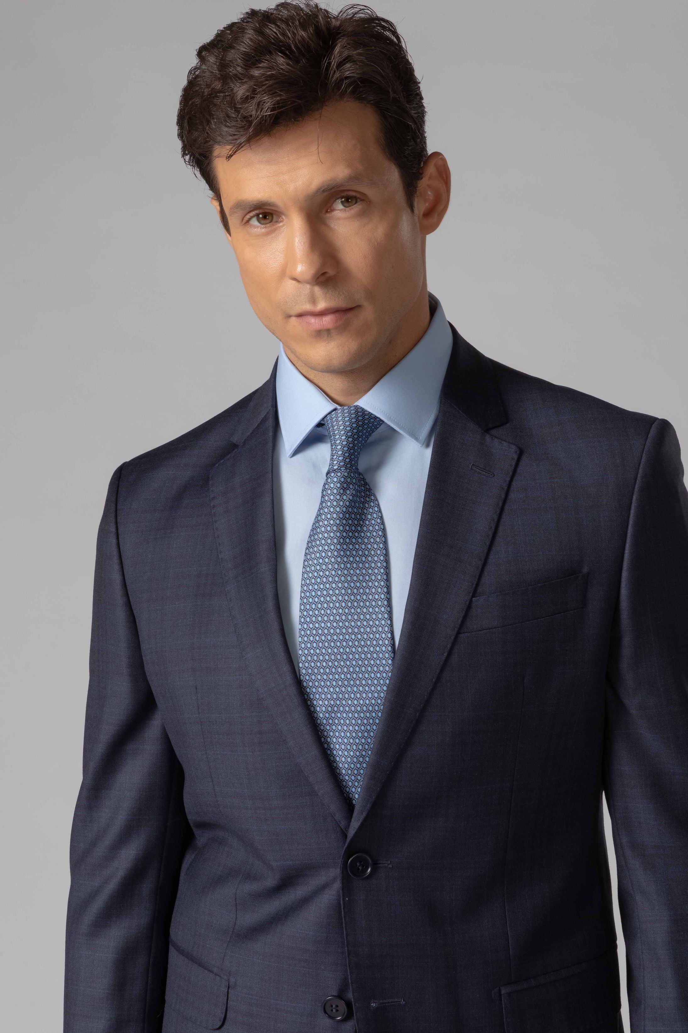 Costume Canônico Super 110 Slim Window Pane Marinho 