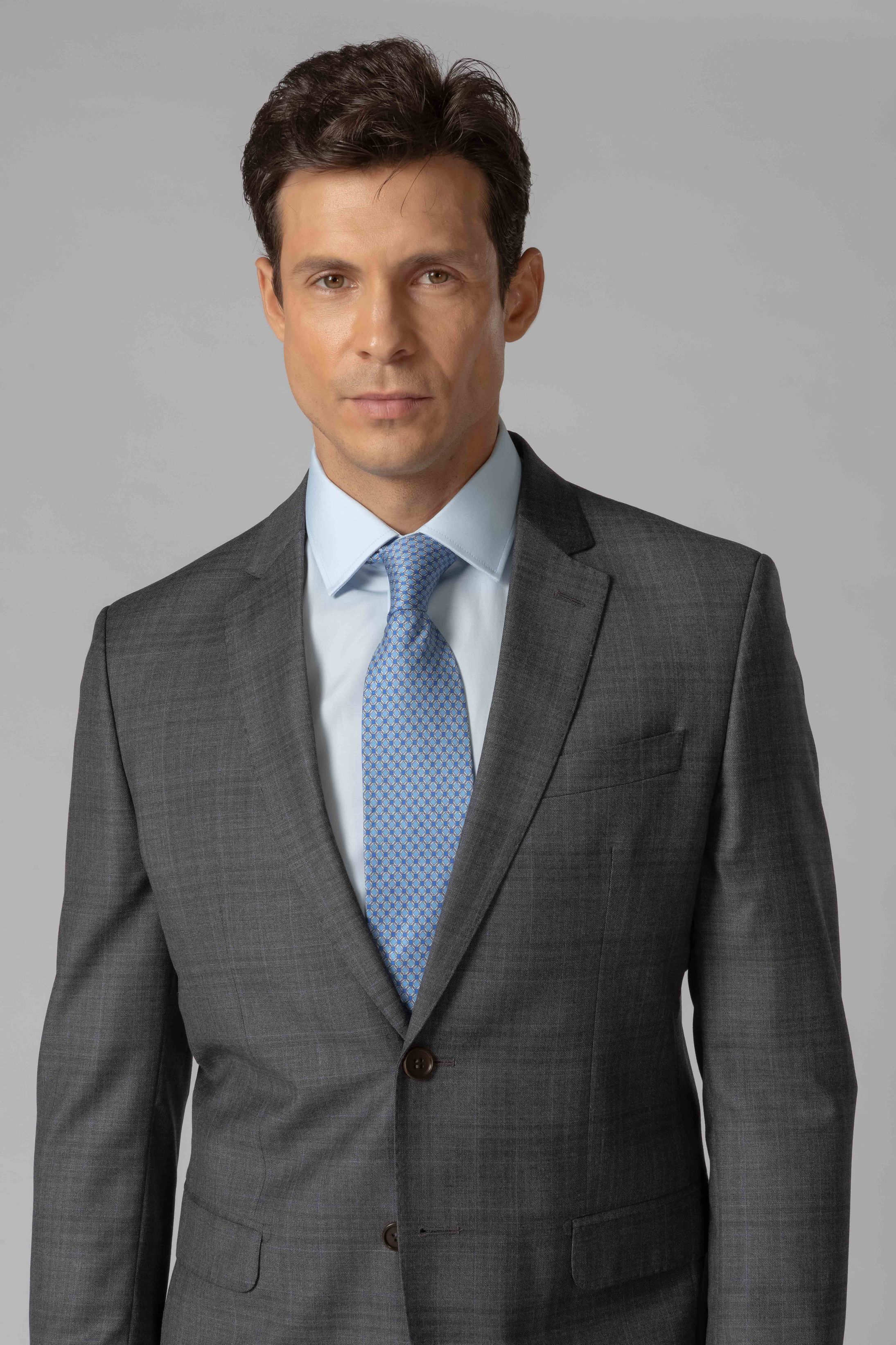 Costume Canônico Super 110 Slim Window Pane cinza ... - Diodato Alfaiataria