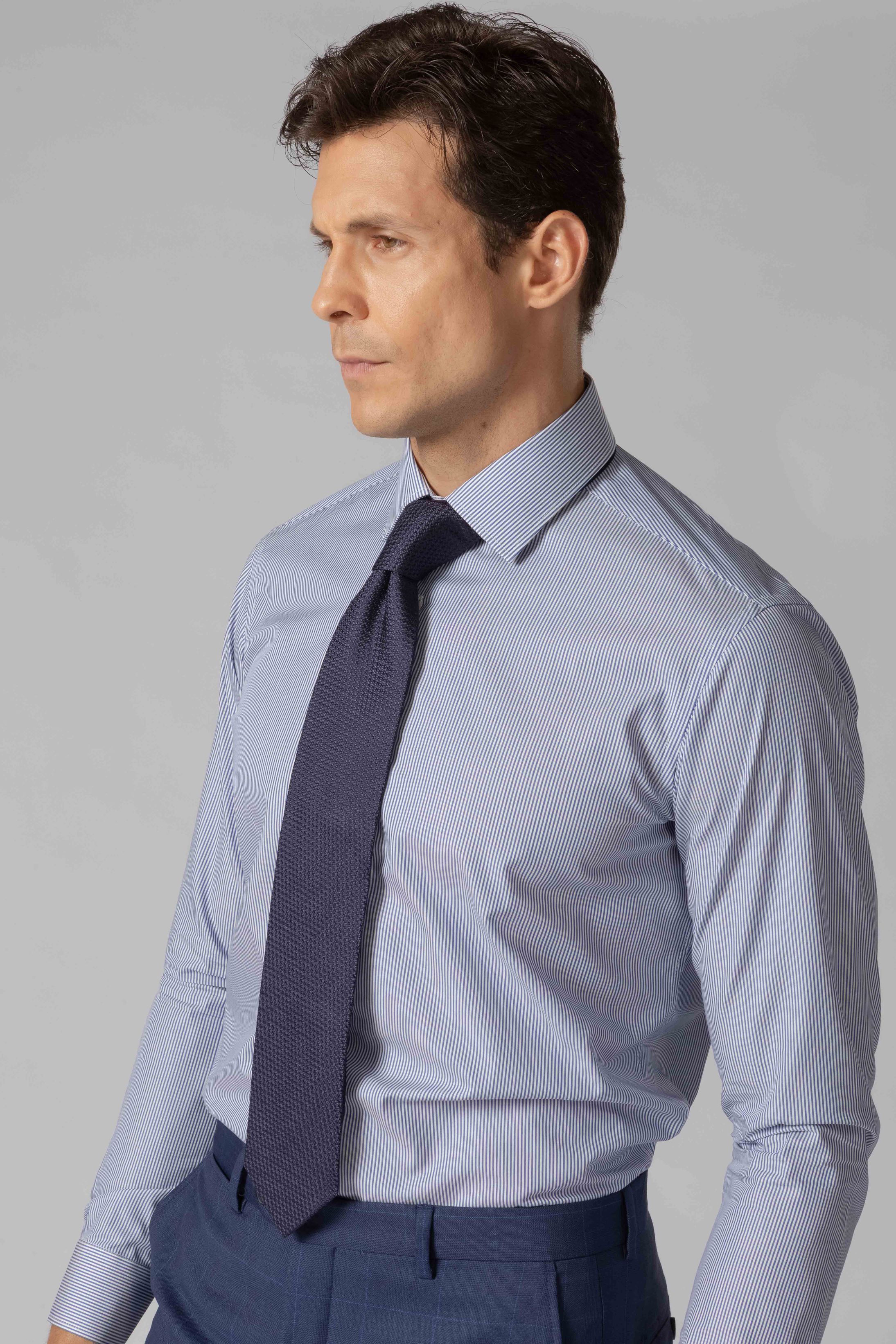 Camisa Social Slim fit Pimma Cotton Listrado Azul