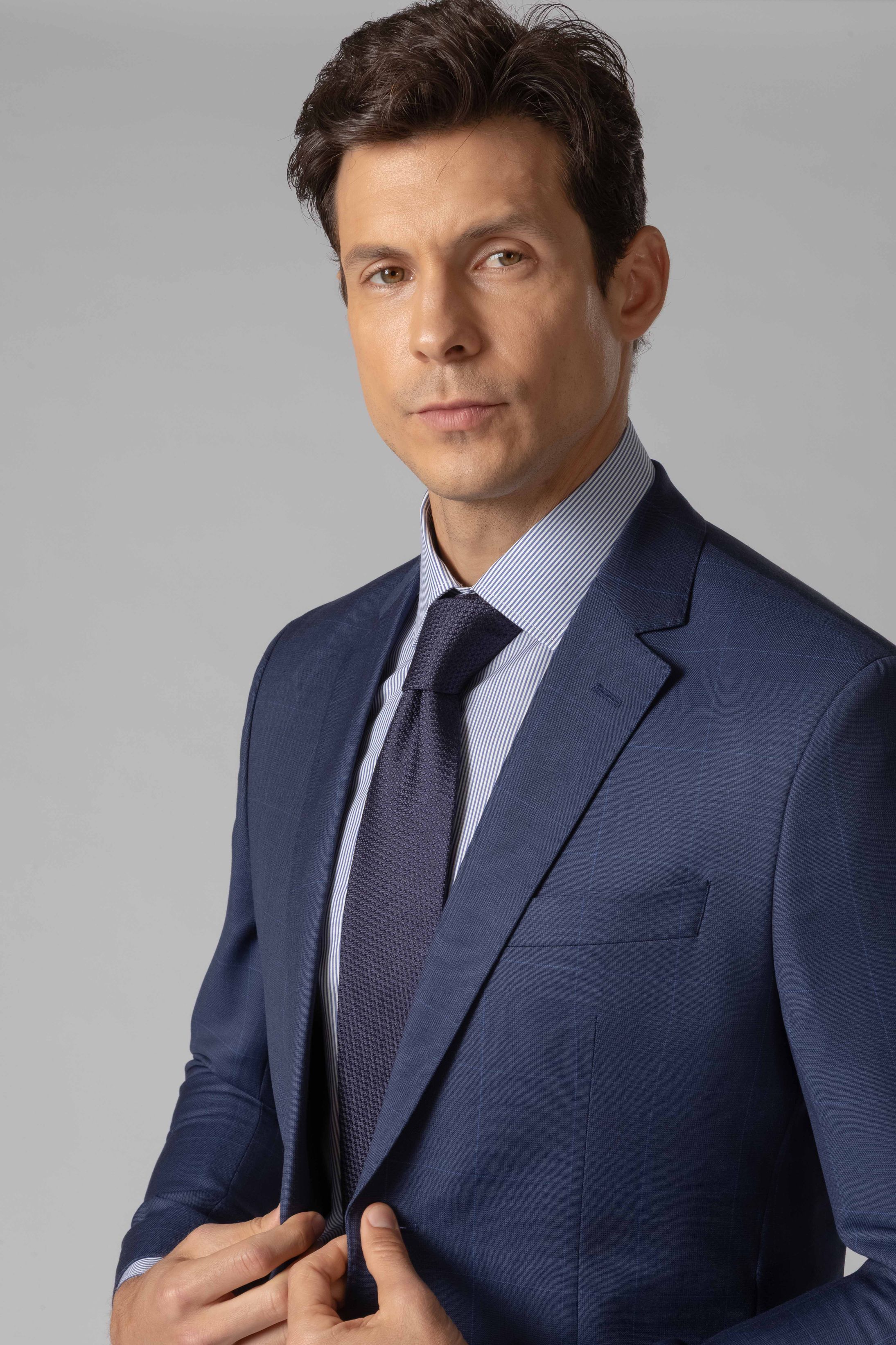 Costume Super 120 Slim Window Pane Azul - Diodato Alfaiataria