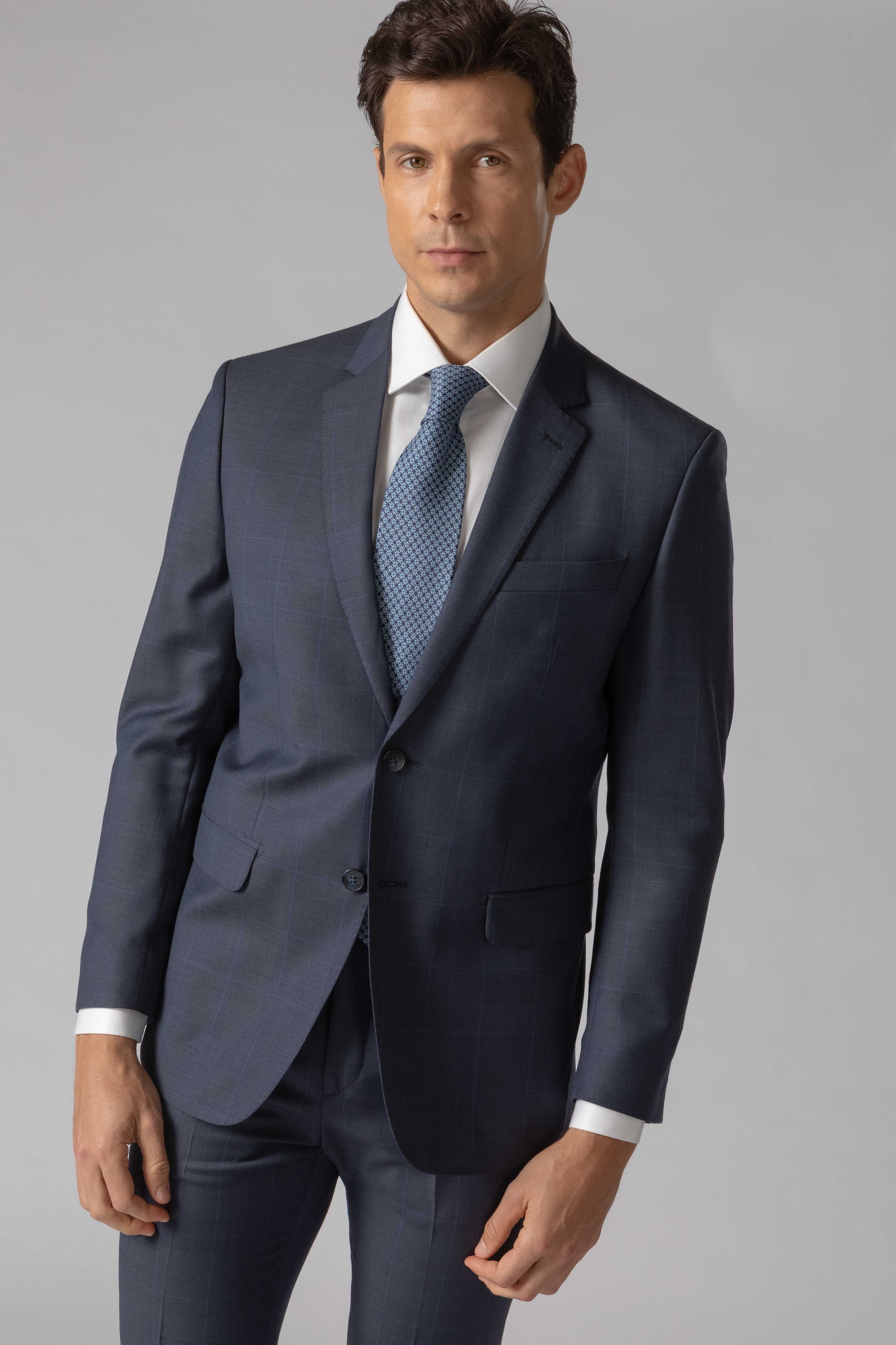 Costume Super 120 Slim Window Pane Marinho - Diodato Alfaiataria
