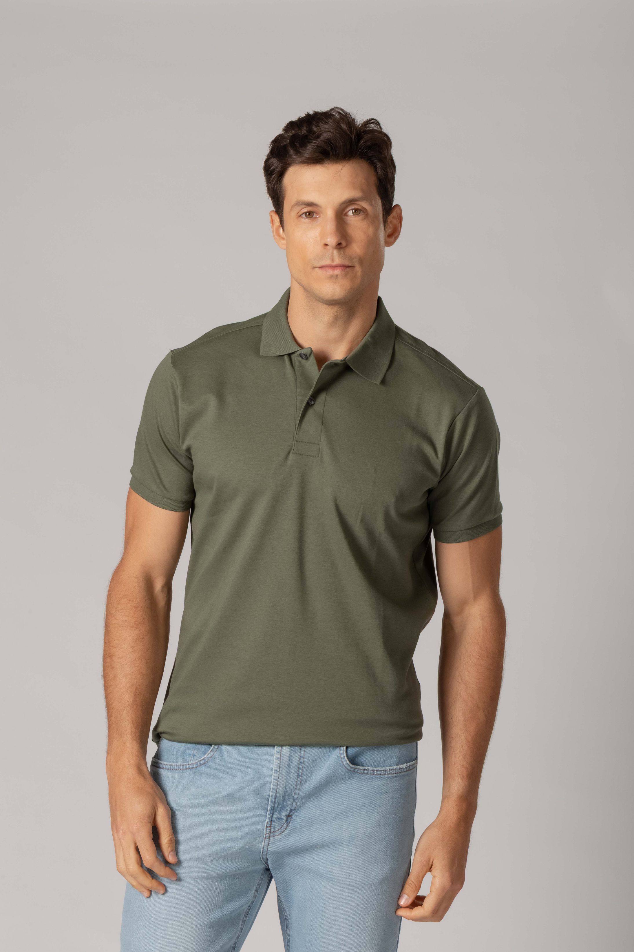 Camisa Polo Malha Peruana Verde - Diodato Alfaiataria