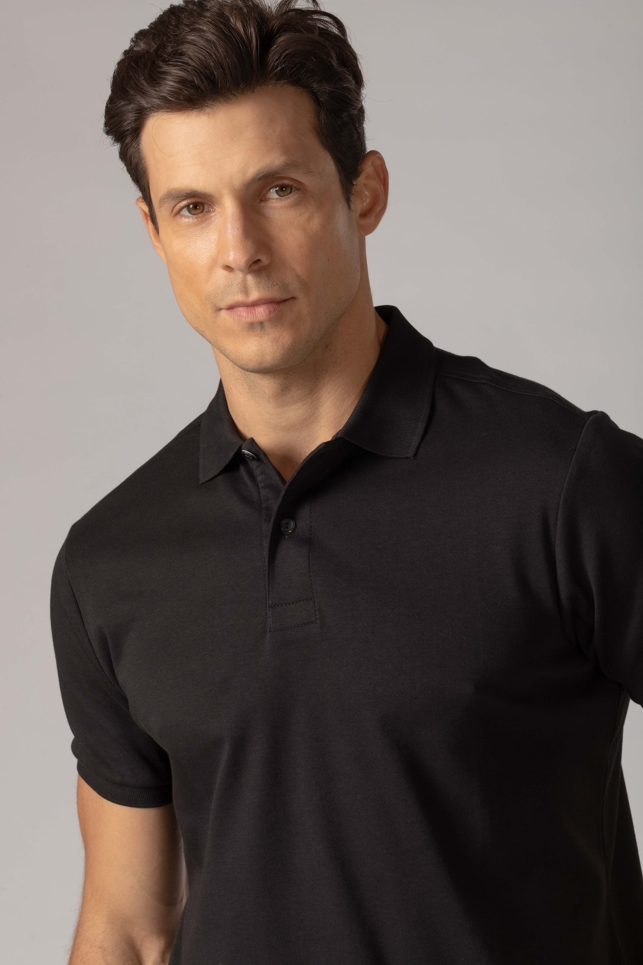 Camisa Polo Malha Peruana preto