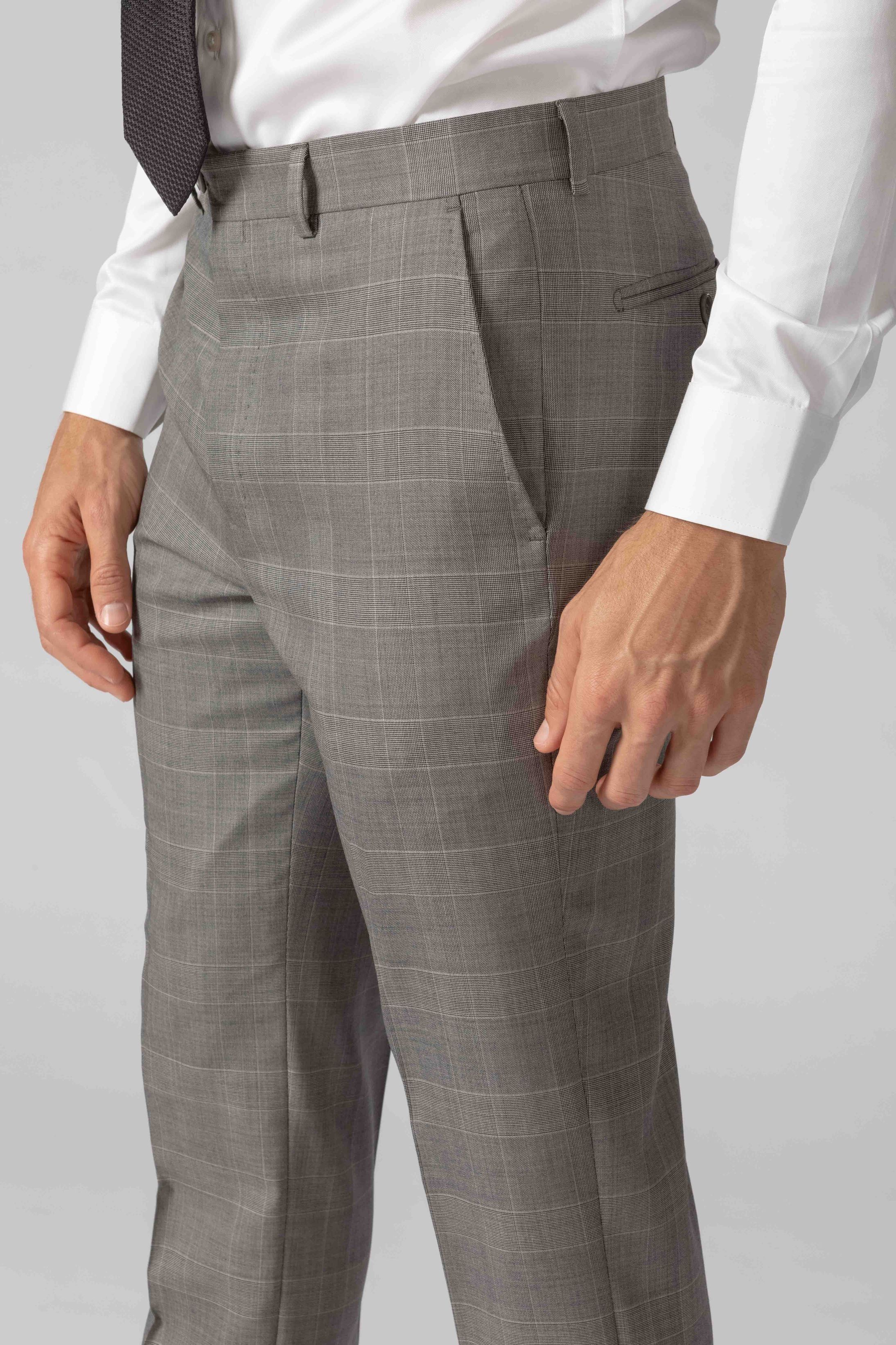 Costume Canônico Super 150 Slim Window Pane Cinza Claro