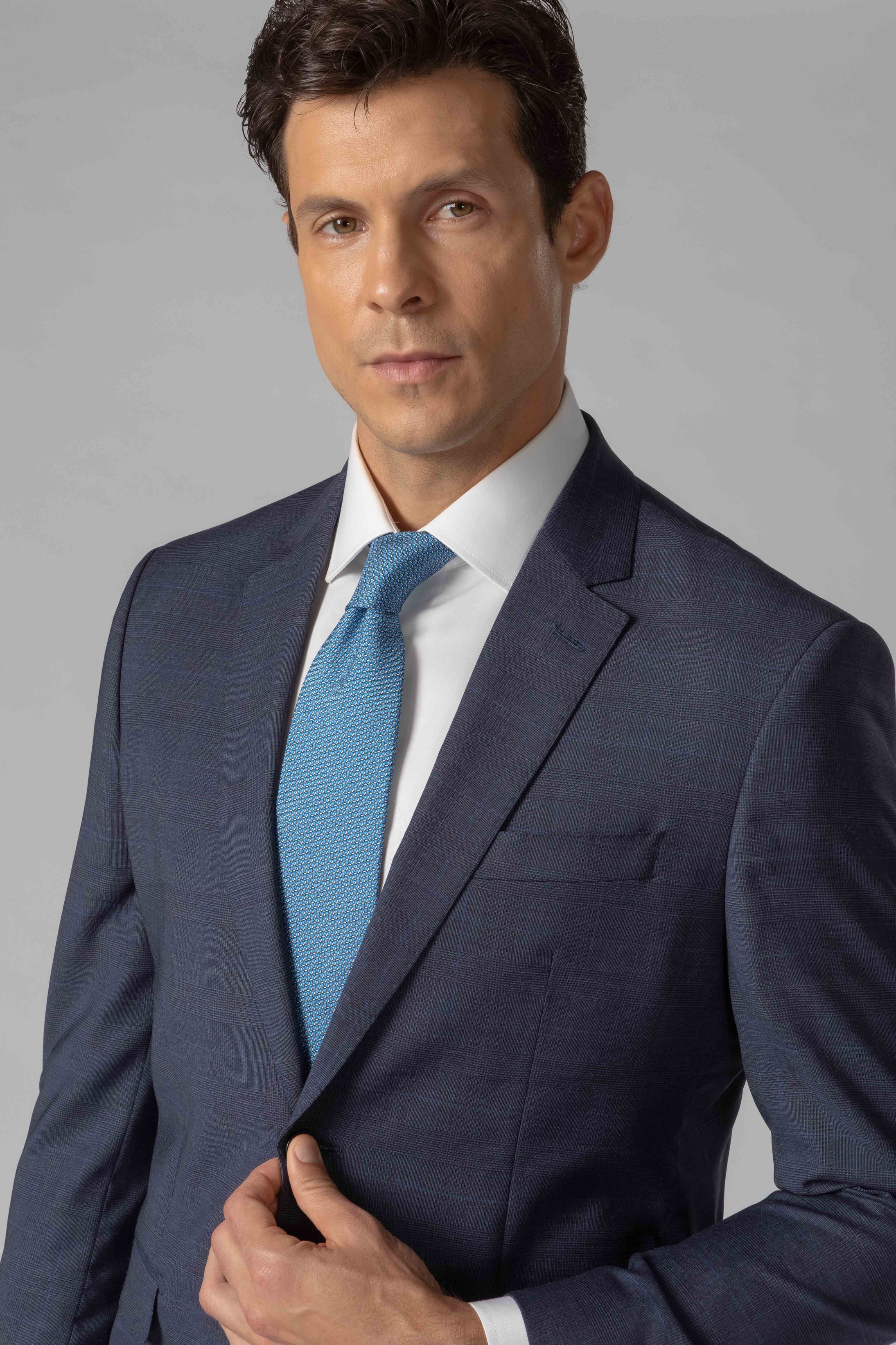 Costume Reda Super 110 Slim Window Pane Marinho 