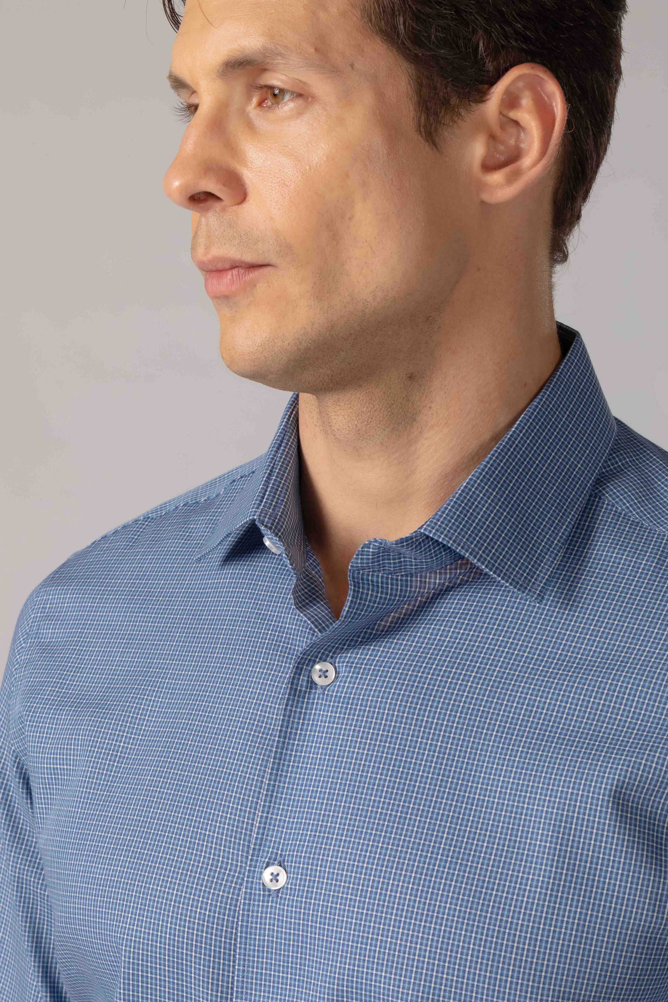 Camisa Manga Longa Regular Xadrez Azul