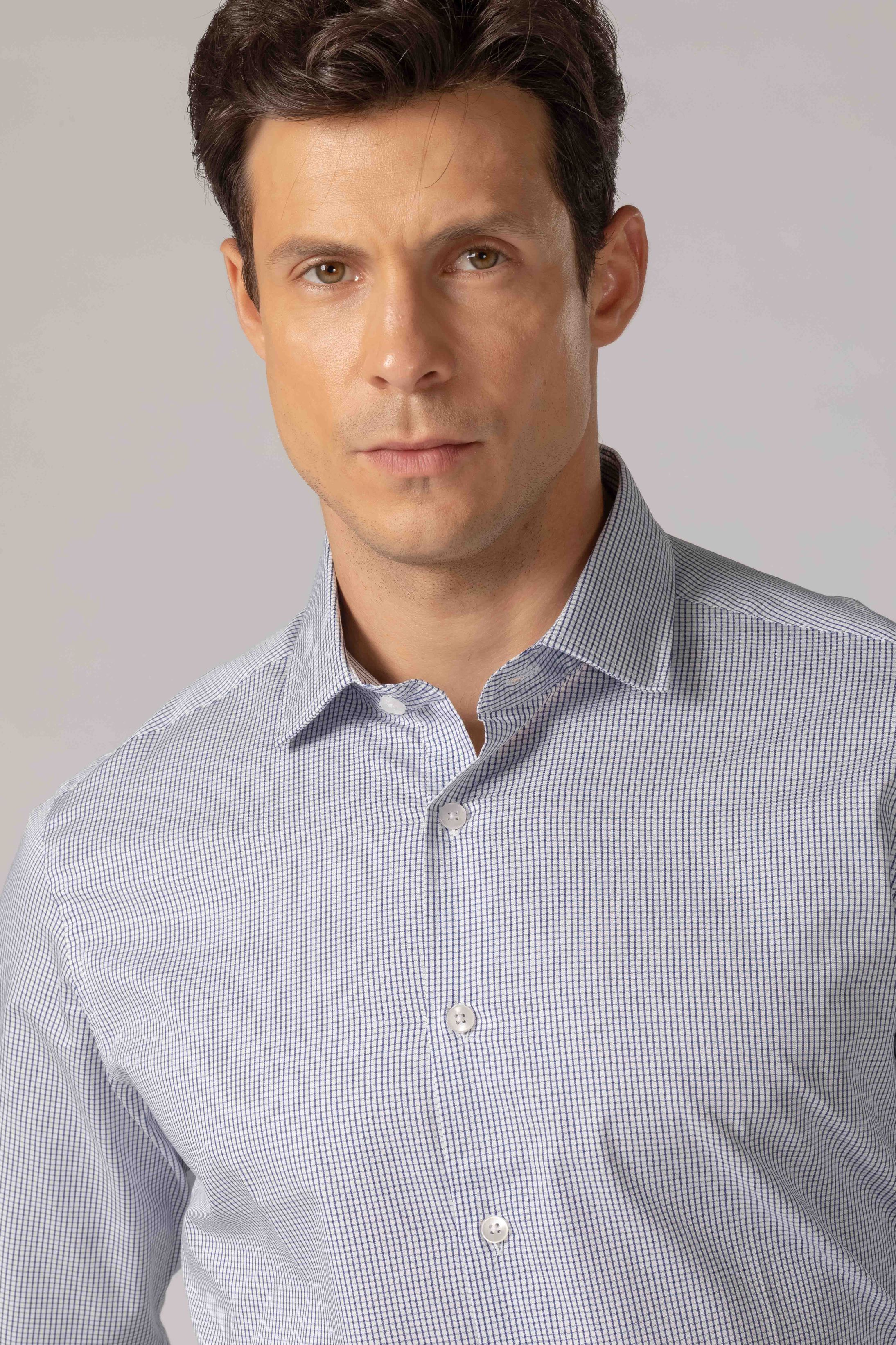 Camisa Manga Longa Regular Quadriculado Marinho