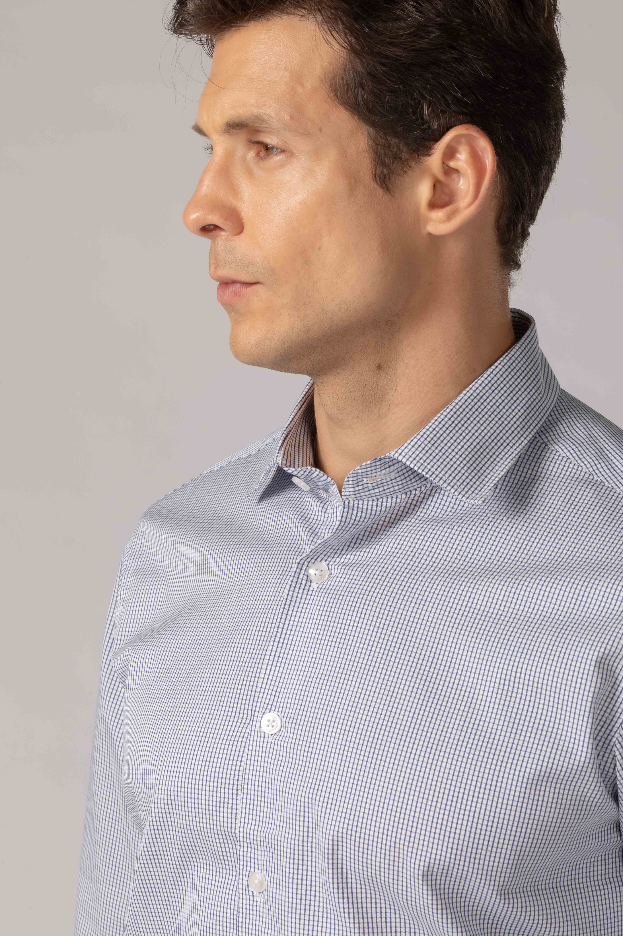 Camisa Manga Longa Regular Quadriculado Marinho