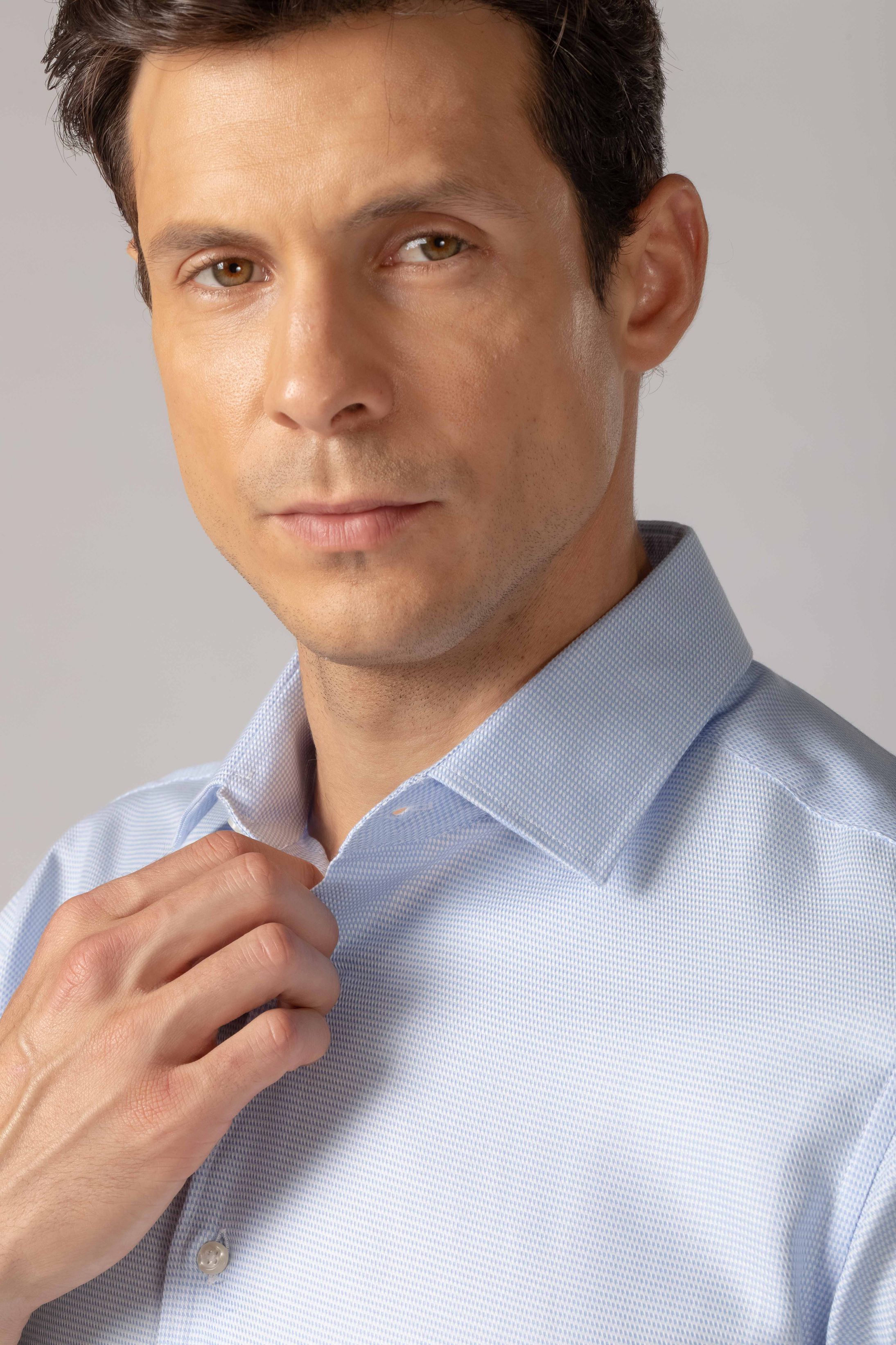 Camisa Manga Longa Regular Fio 80 Azul Claro