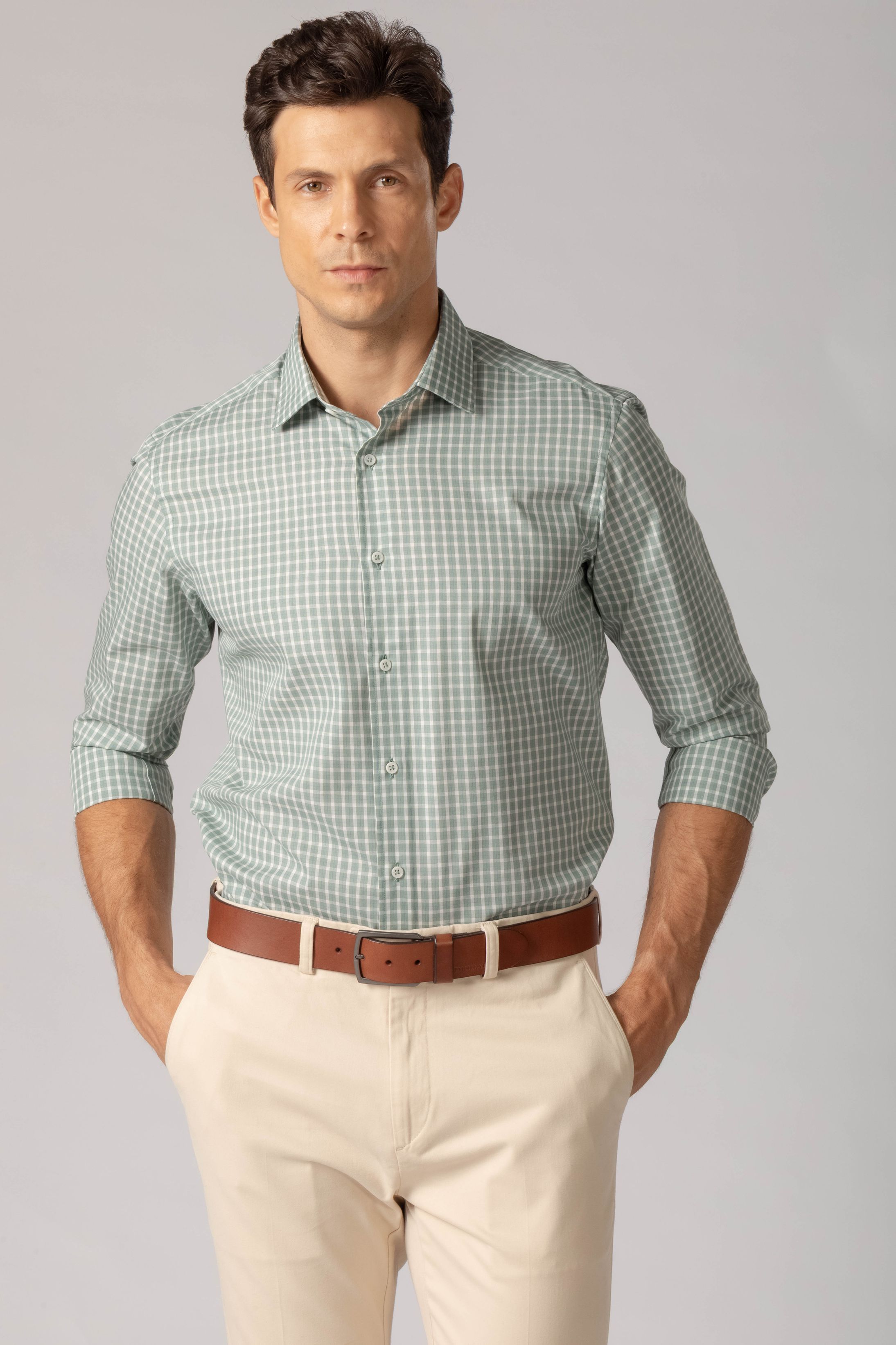 Camisa Manga Longa Slim fit Xadrez Verde - Diodato Alfaiataria