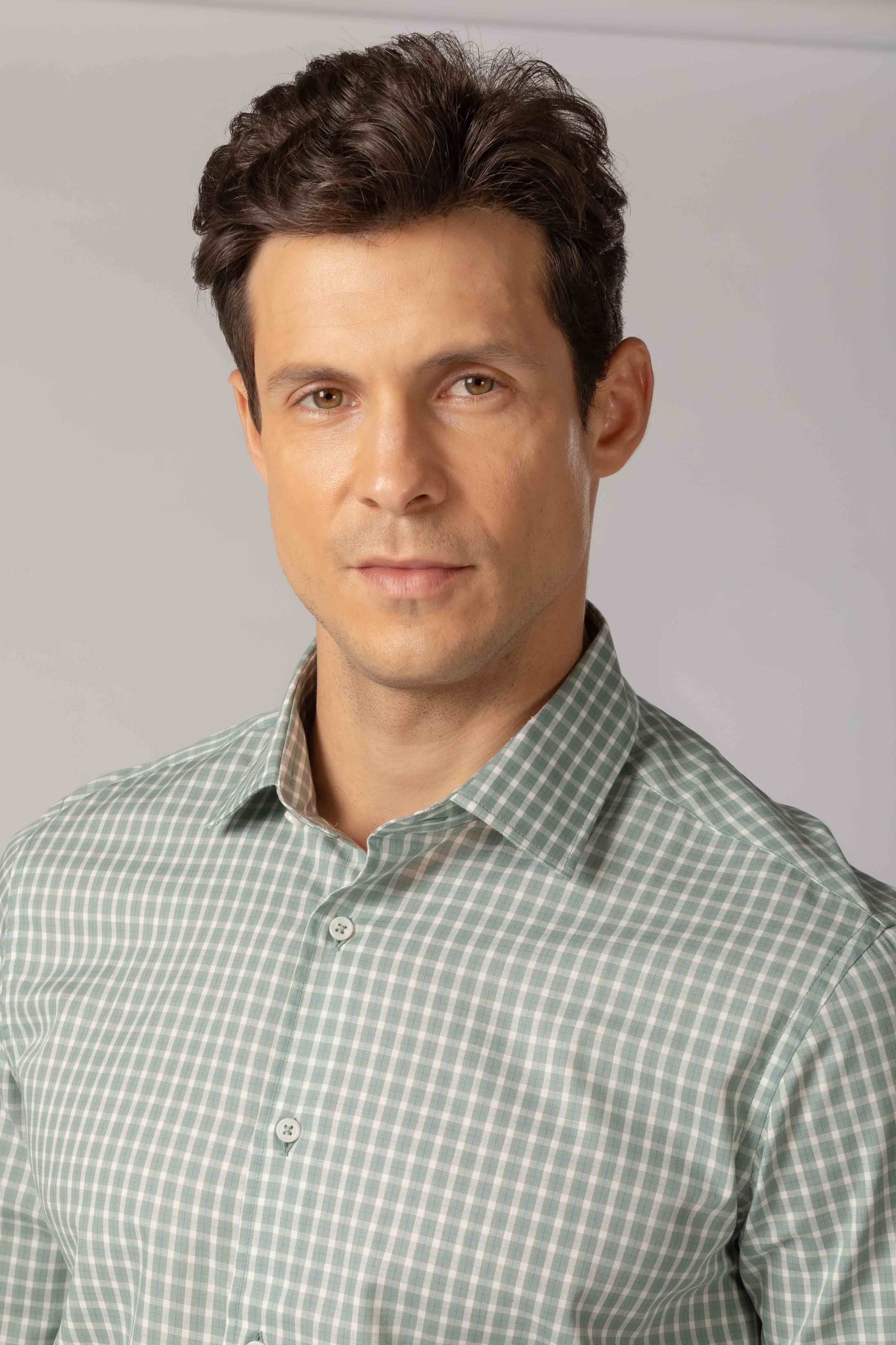 Camisa Manga Longa Slim fit Xadrez Verde