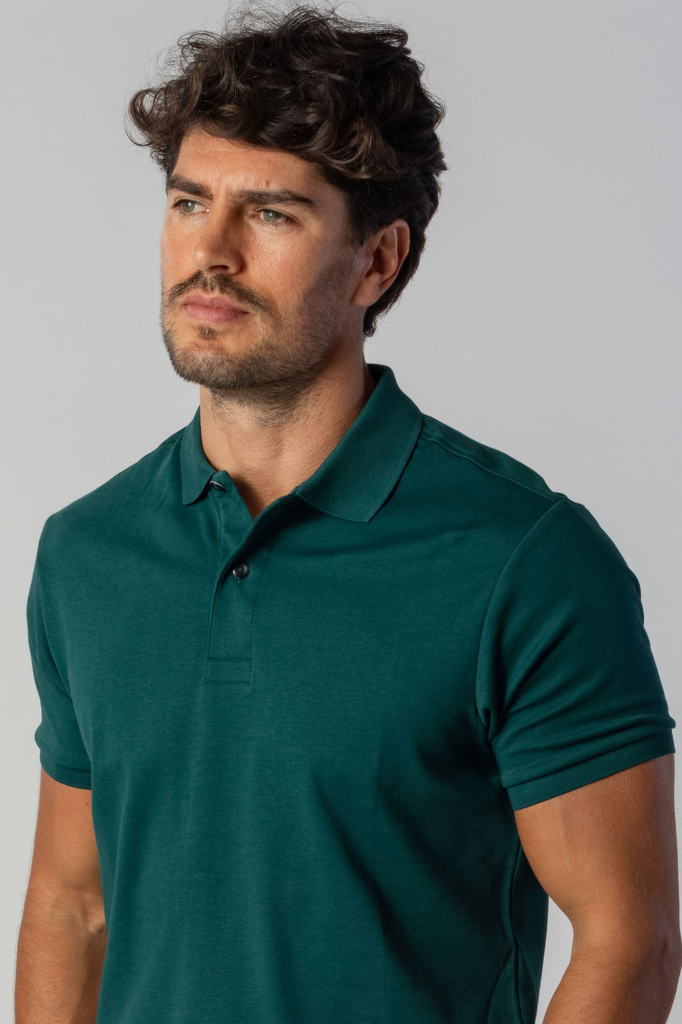 Camisa Polo Malha Peruana verde escuro - Diodato Alfaiataria