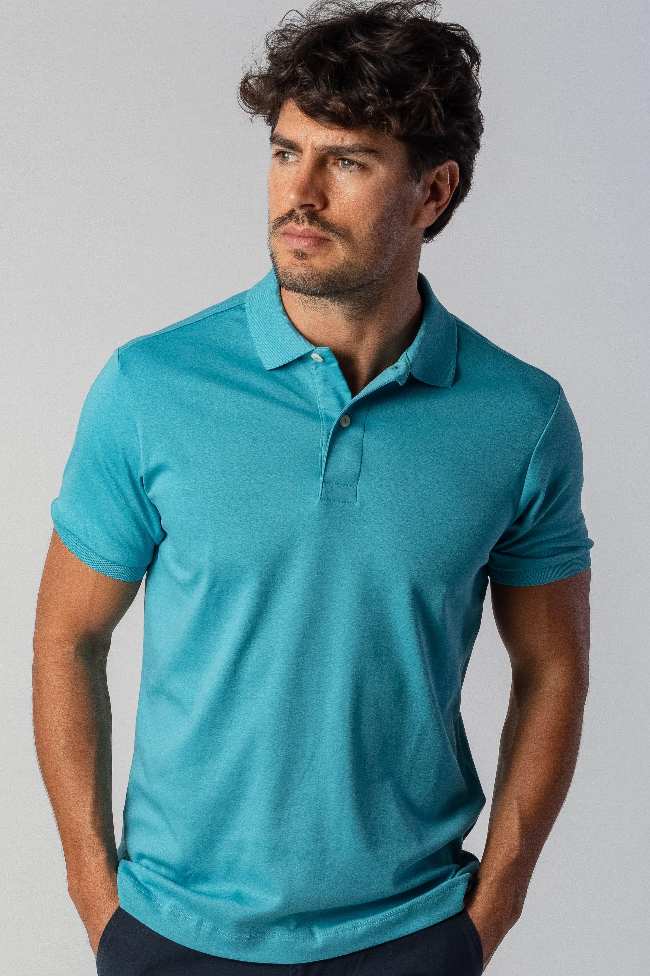 Camisa Polo Malha Peruana verde - Diodato Alfaiataria