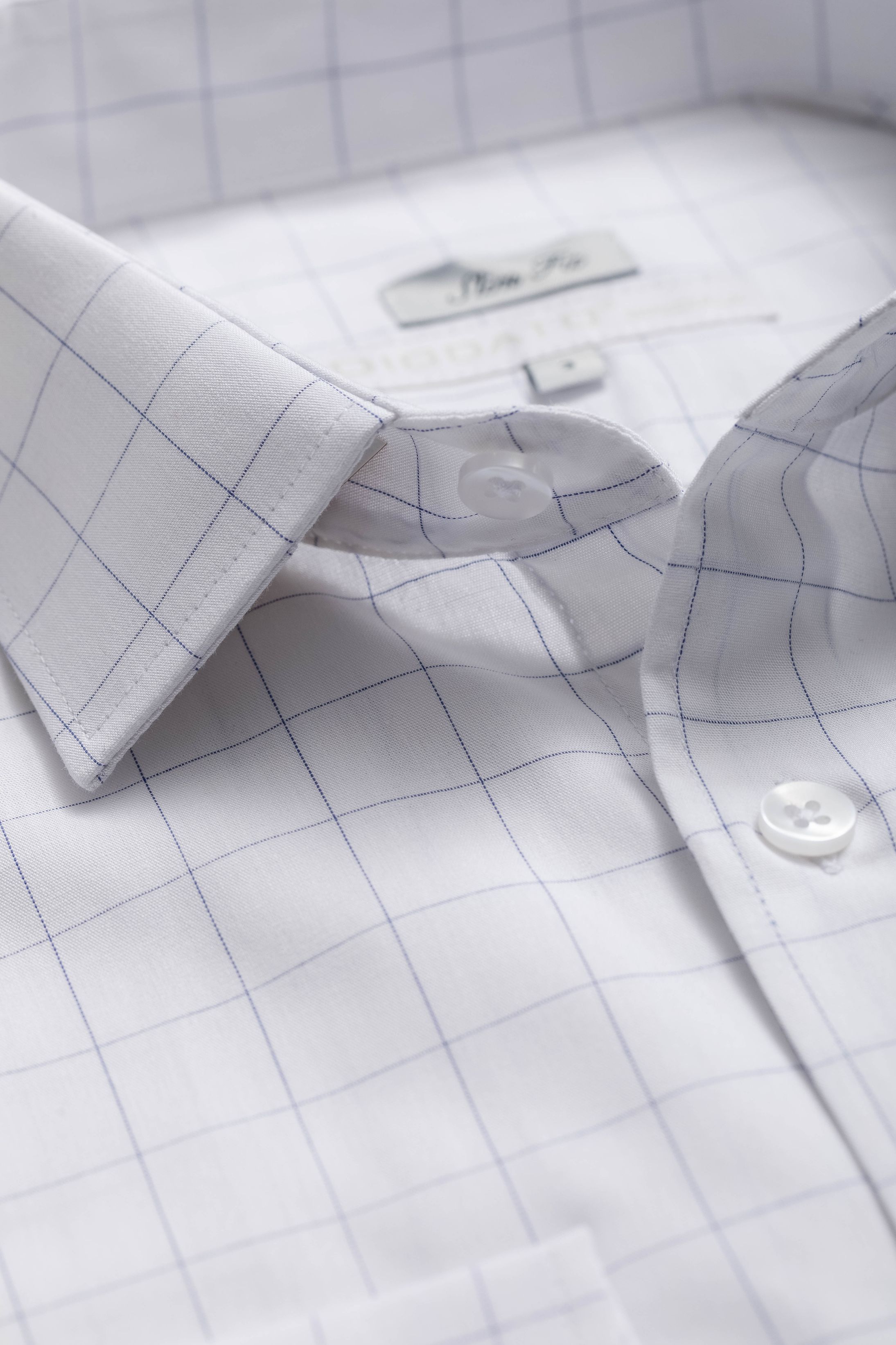 Camisa Manga Longa Regular Quadriculado Branco/Azul