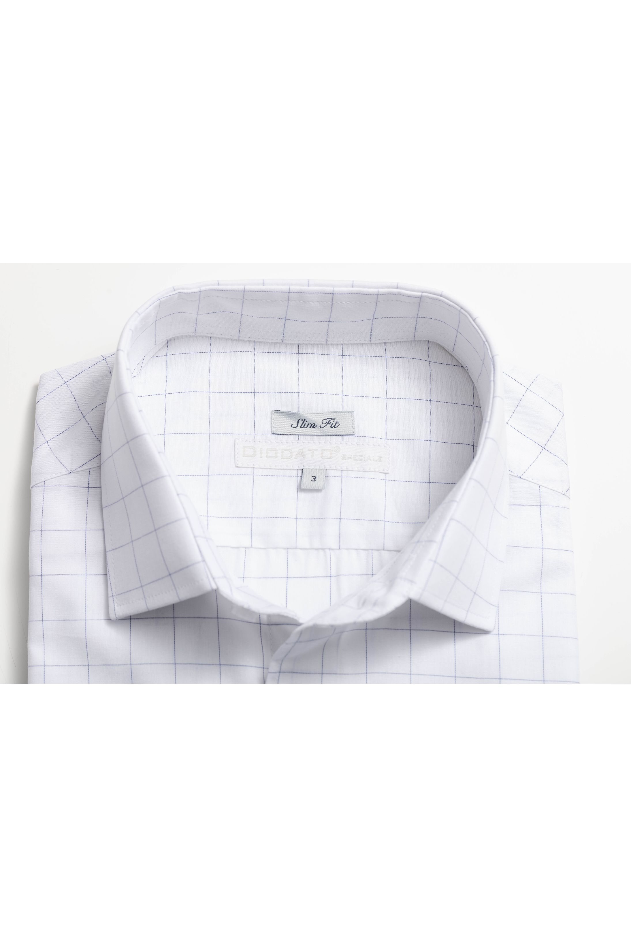 Camisa Manga Longa Slim fit Quadriculado Branco/Azul 