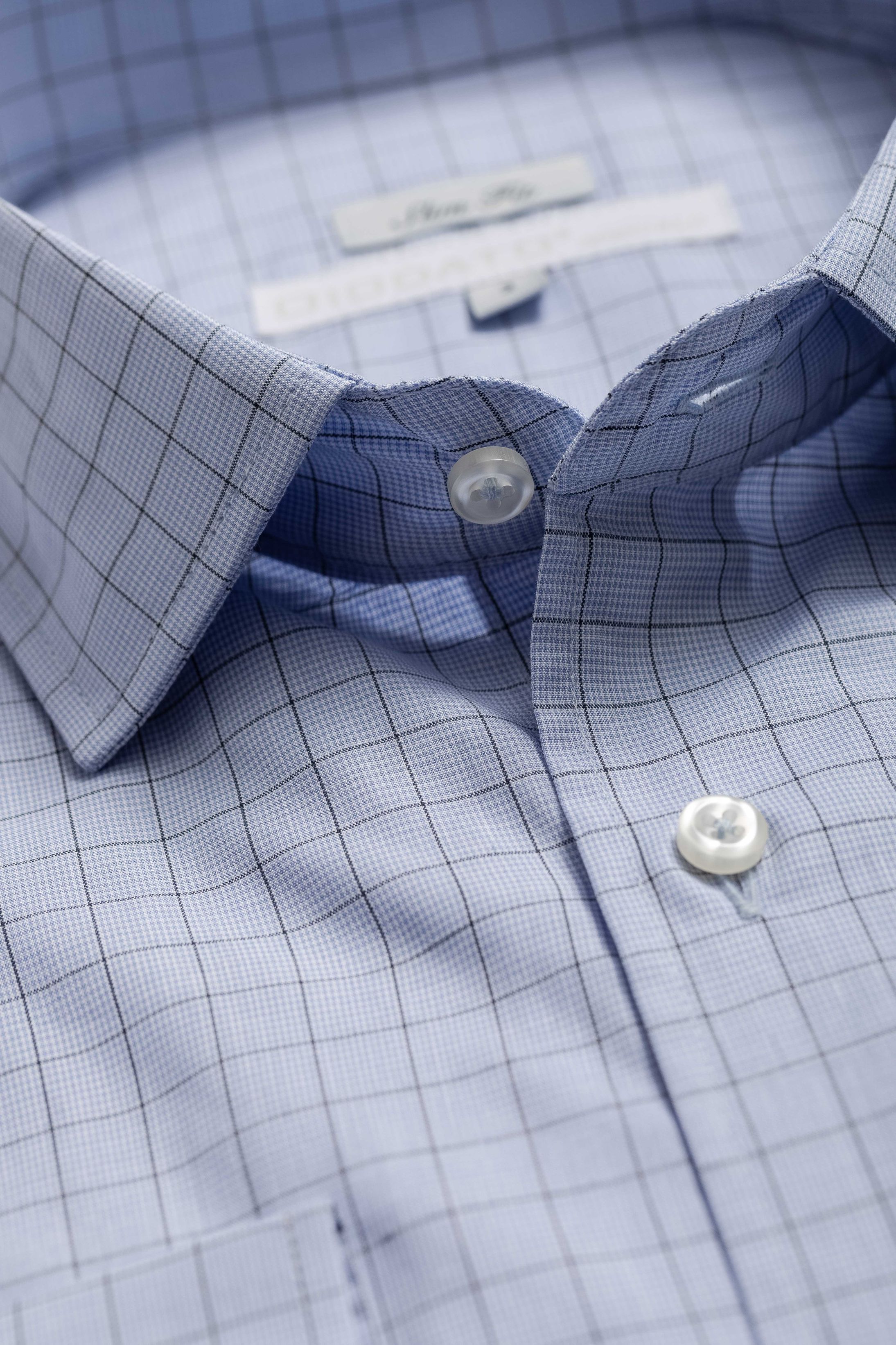 Camisa Manga Longa Slim fit Azul xadrez