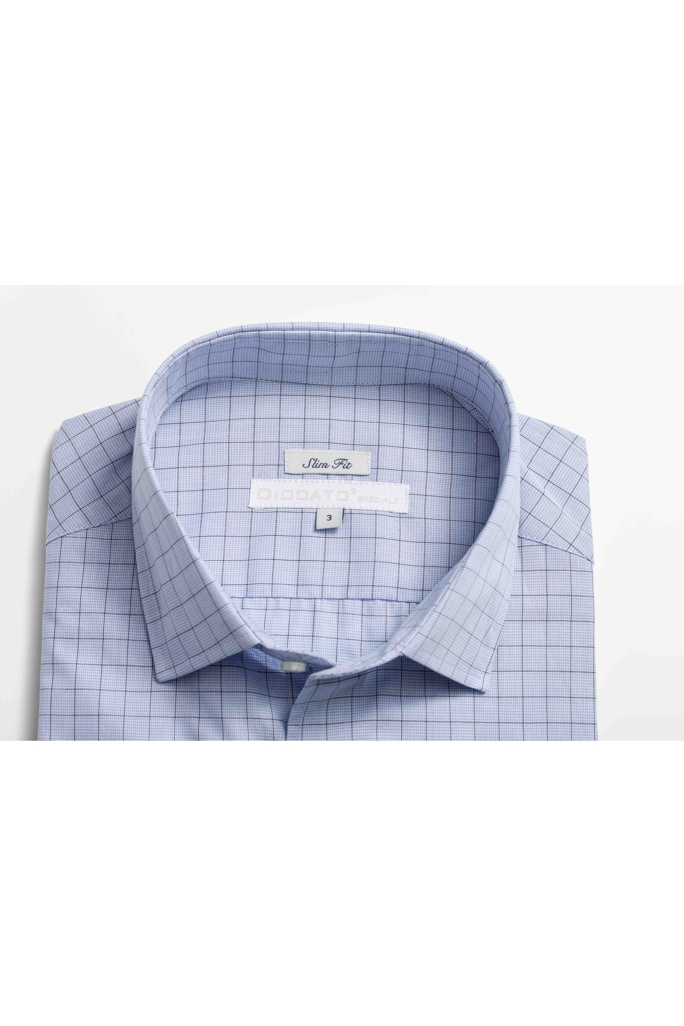 Camisa Manga Longa Slim fit Azul xadrez