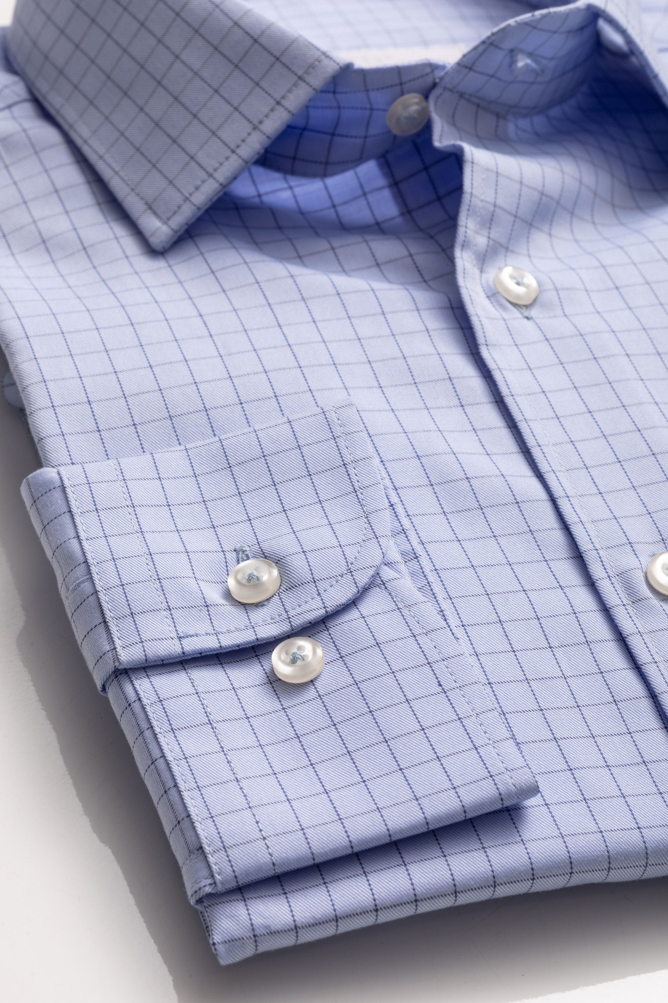 Camisa Manga Longa Slim fit Azul quadriculado - Diodato Alfaiataria