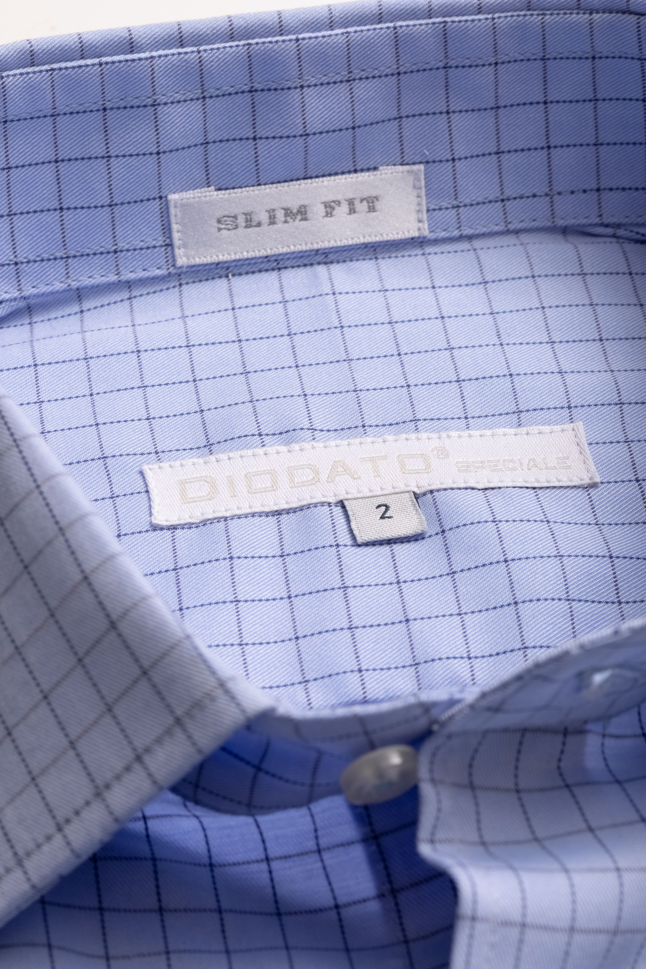 Camisa Manga Longa Slim fit Azul quadriculado