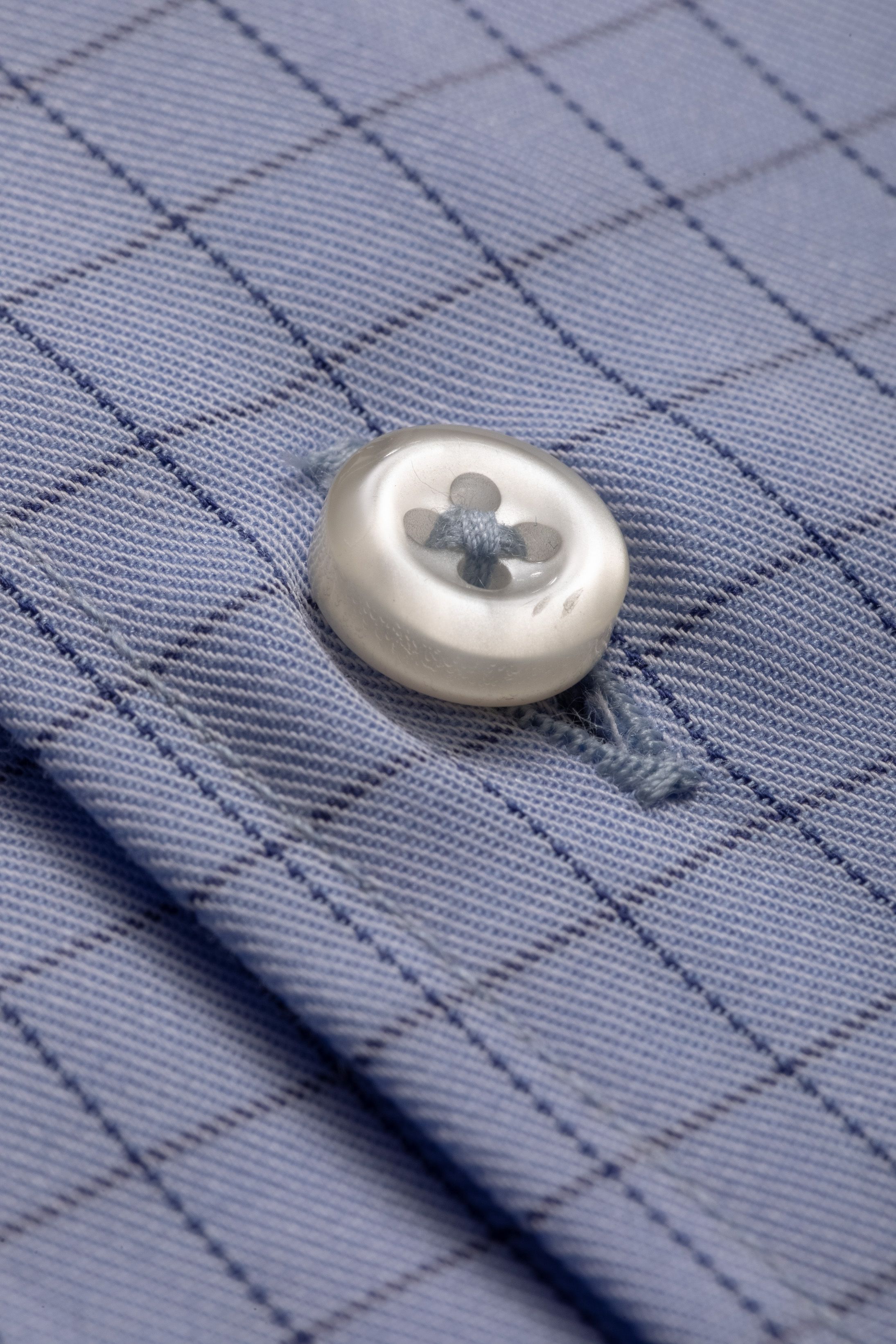 Camisa Manga Longa Slim fit Azul quadriculado