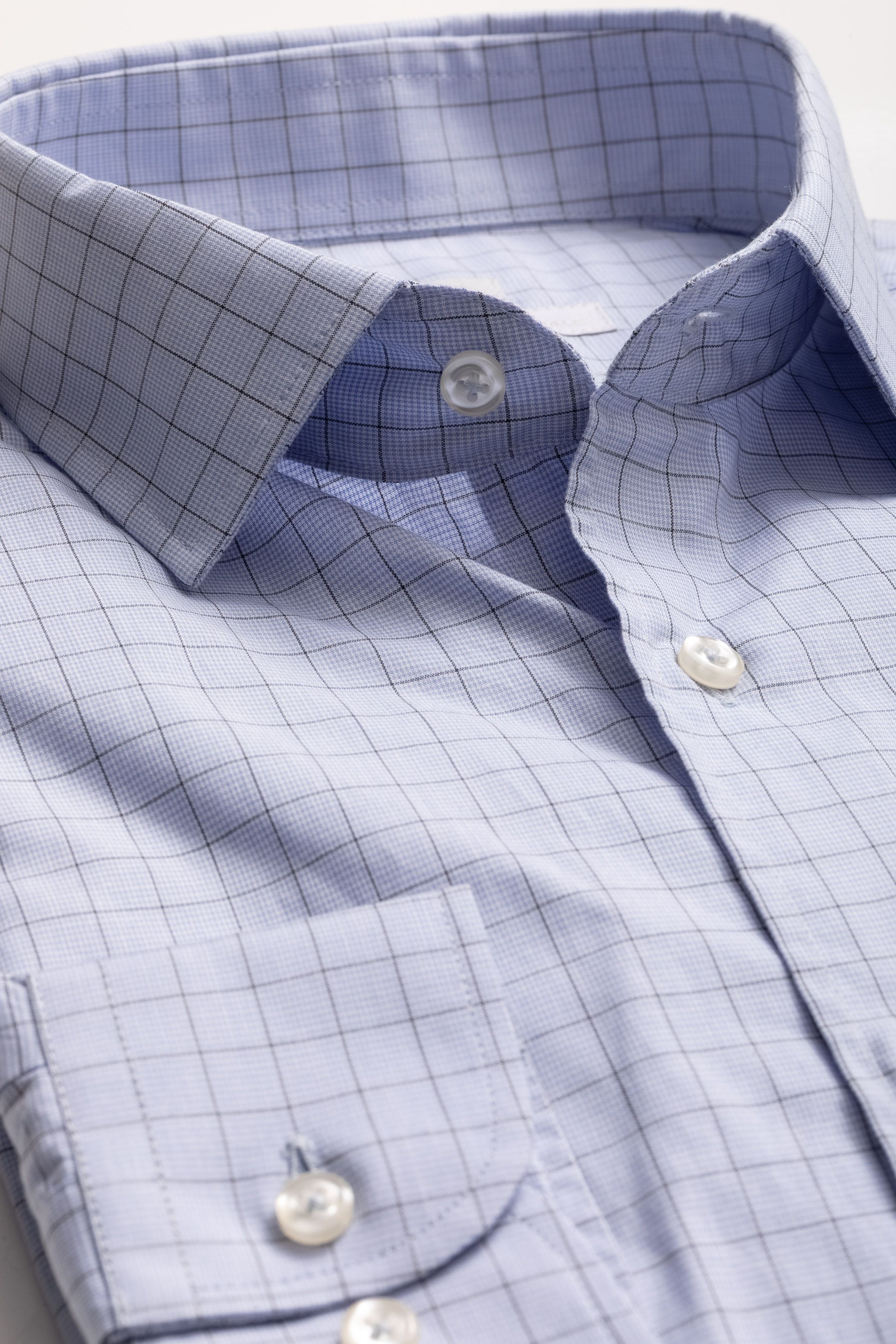 Camisa Manga Longa Slim fit Xadrez azul 