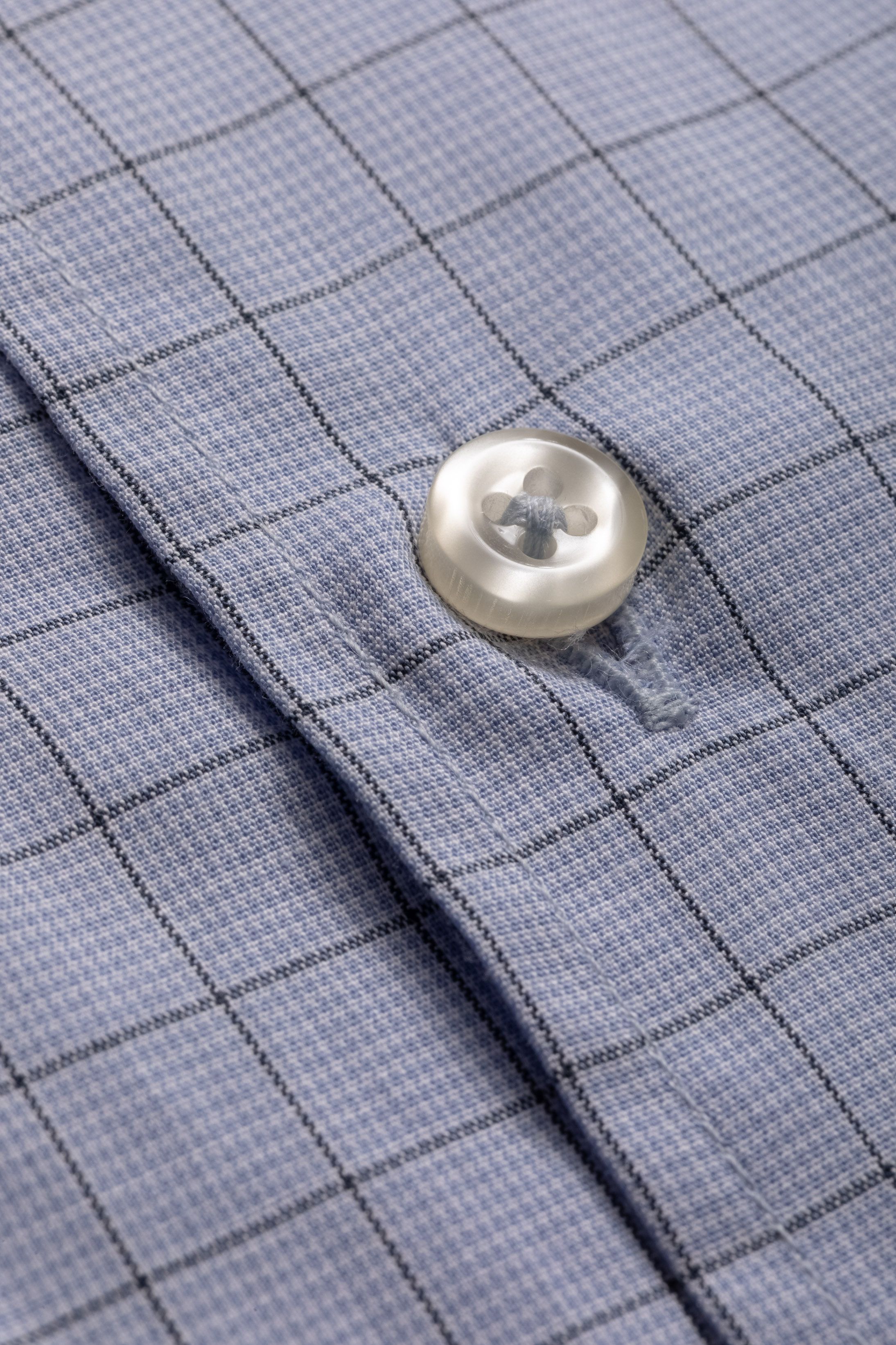 Camisa Manga Longa Slim fit Xadrez azul 
