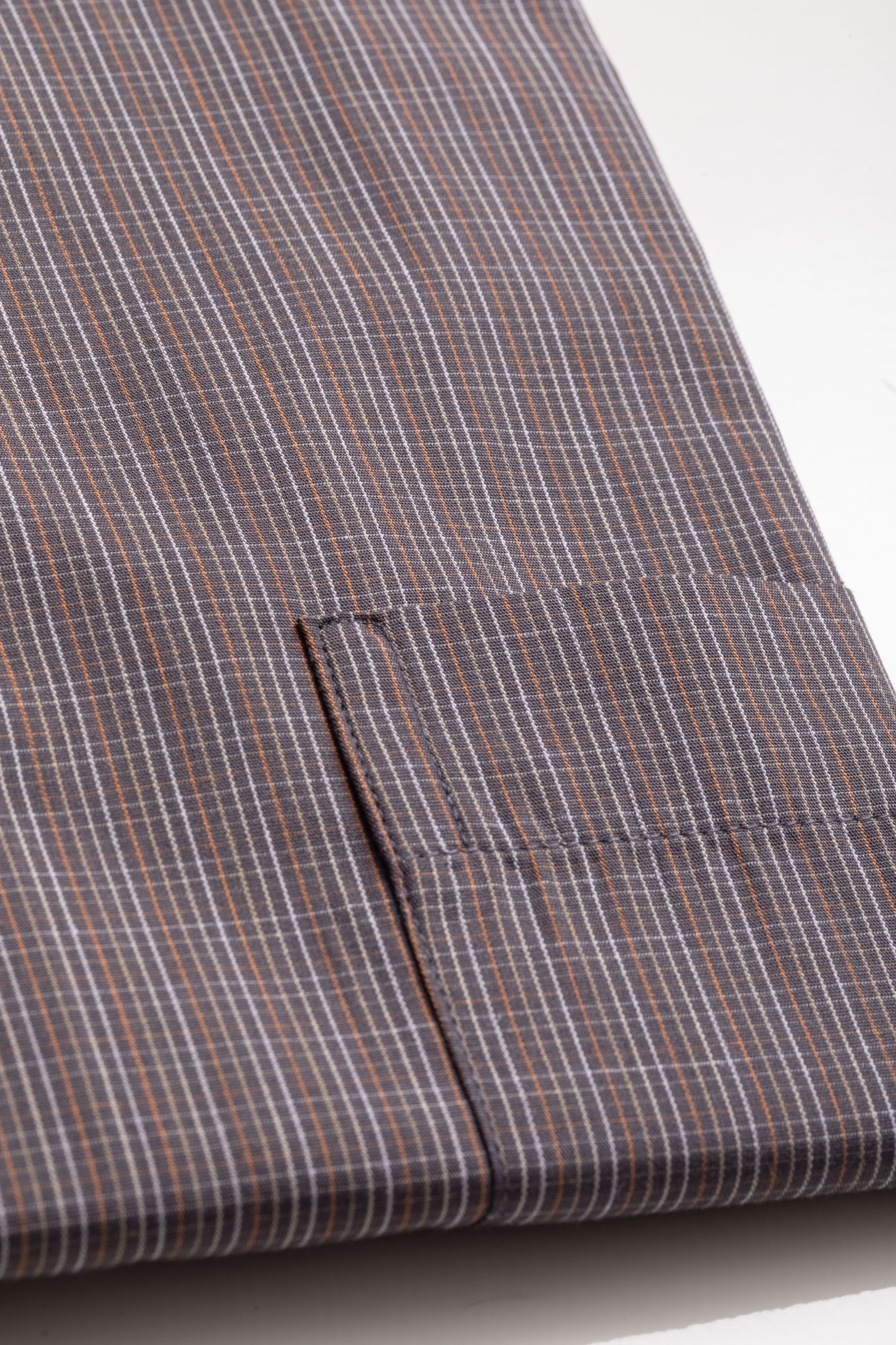 Camisa Manga Longa Regular Marrom Quadriculado Laranja