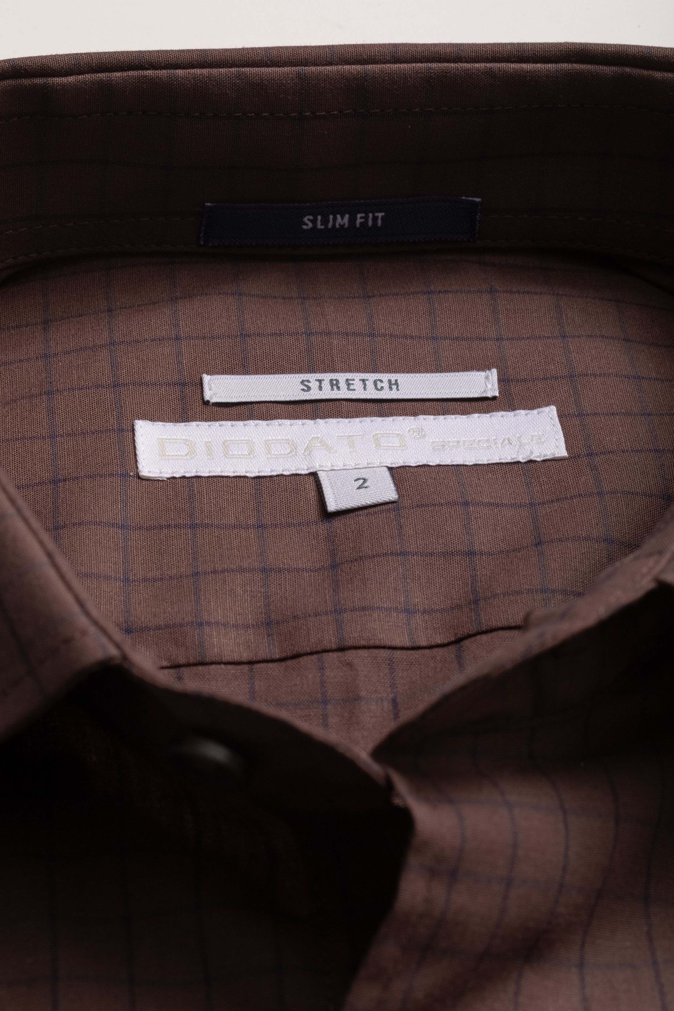 Camisa Manga Longa Slim fit Marrom Quadriculado