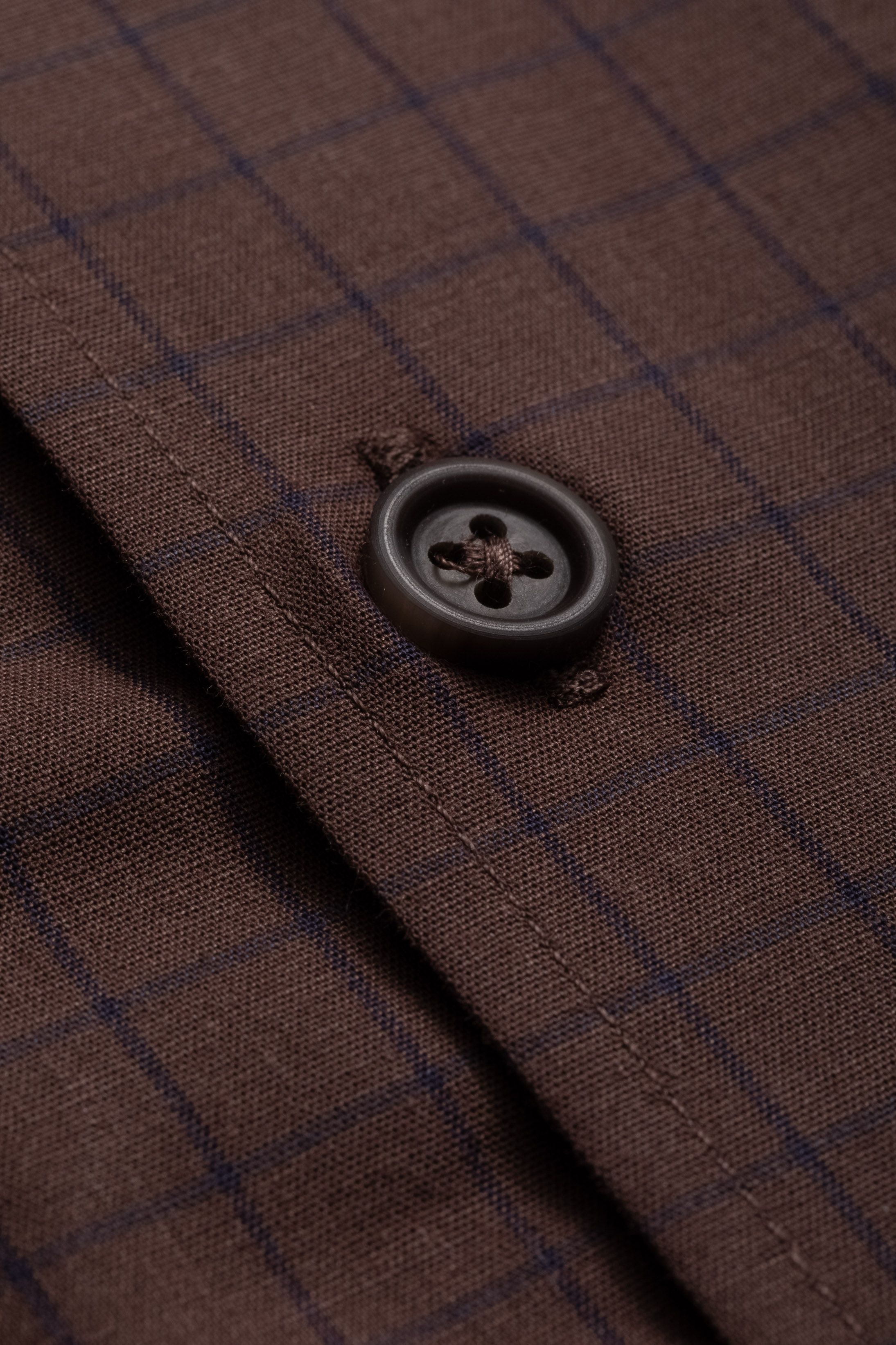 Camisa Manga Longa Slim fit Marrom Quadriculado