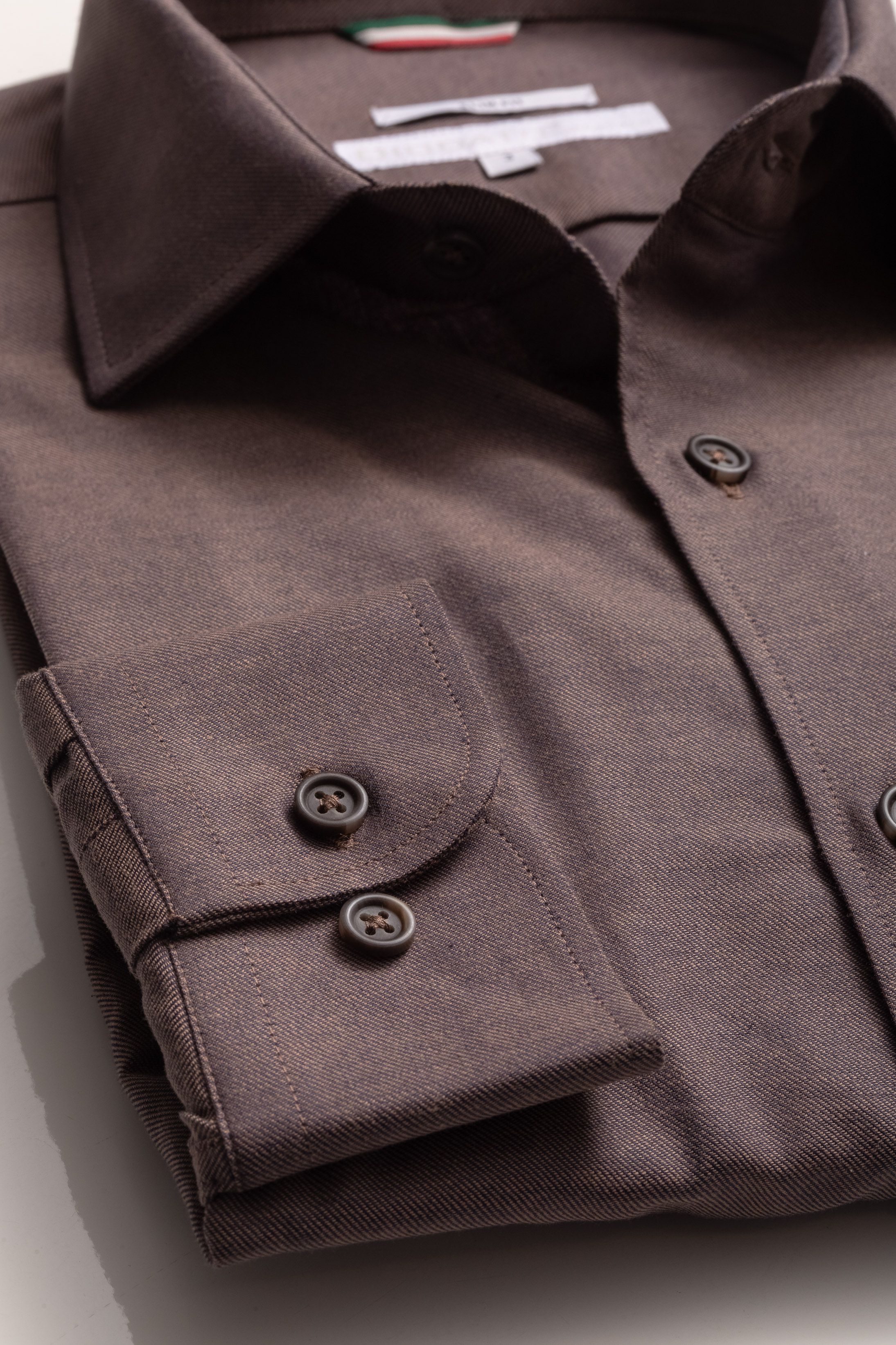 Camisa Manga Longa Slim fit Marrom - Diodato Alfaiataria