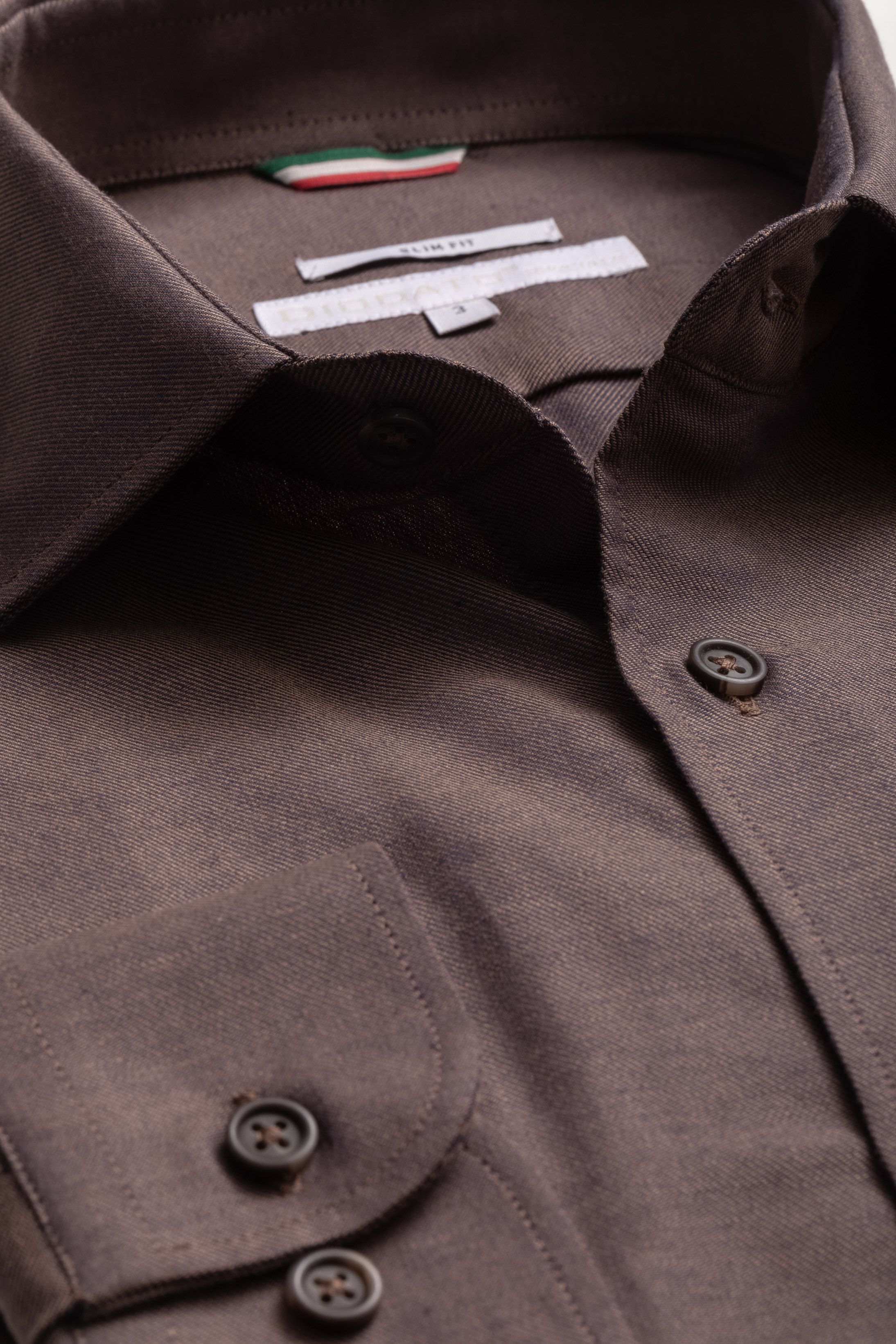 Camisa Manga Longa Slim fit Marrom