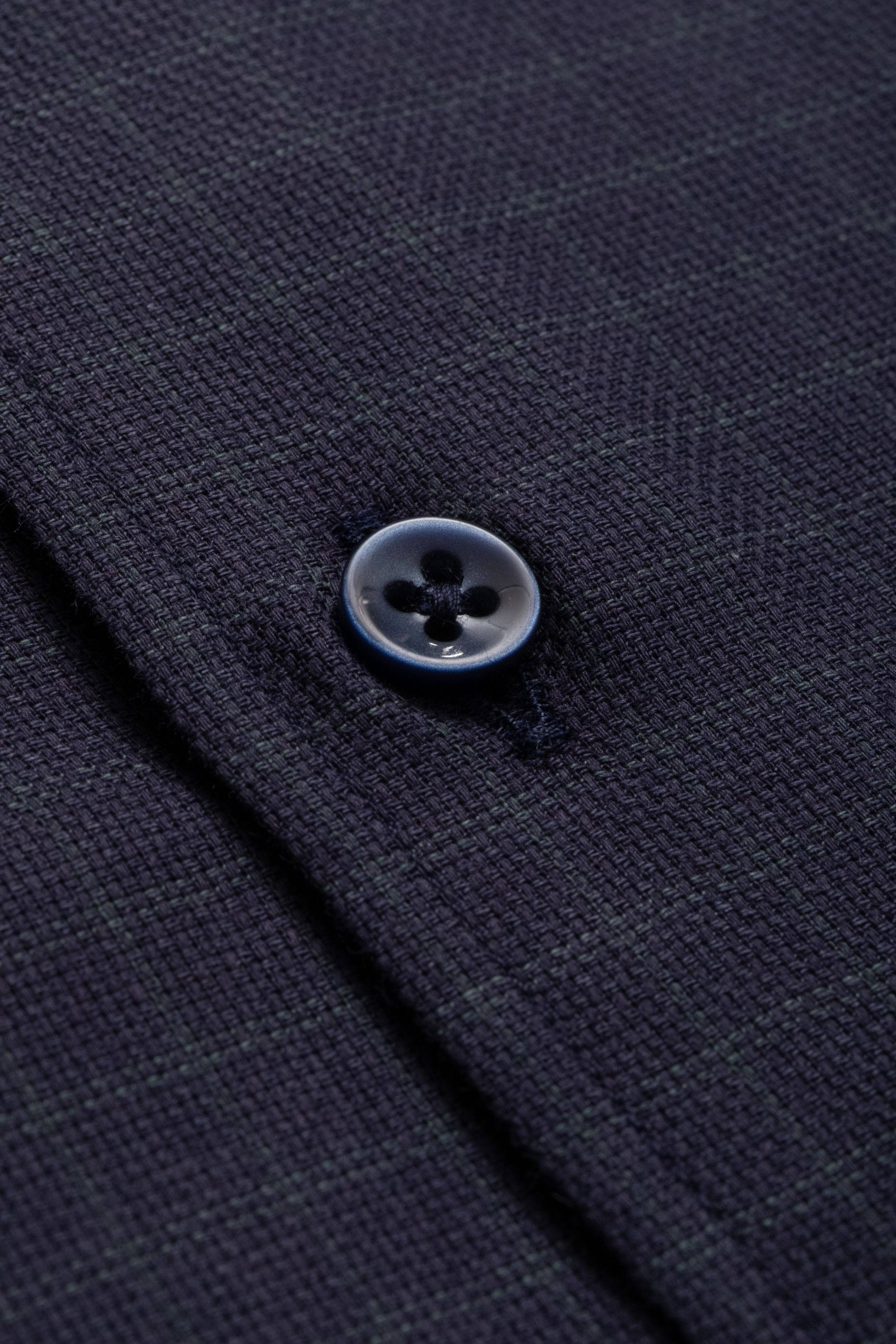 Camisa Manga Longa Regular Marinho quadriculado Verde