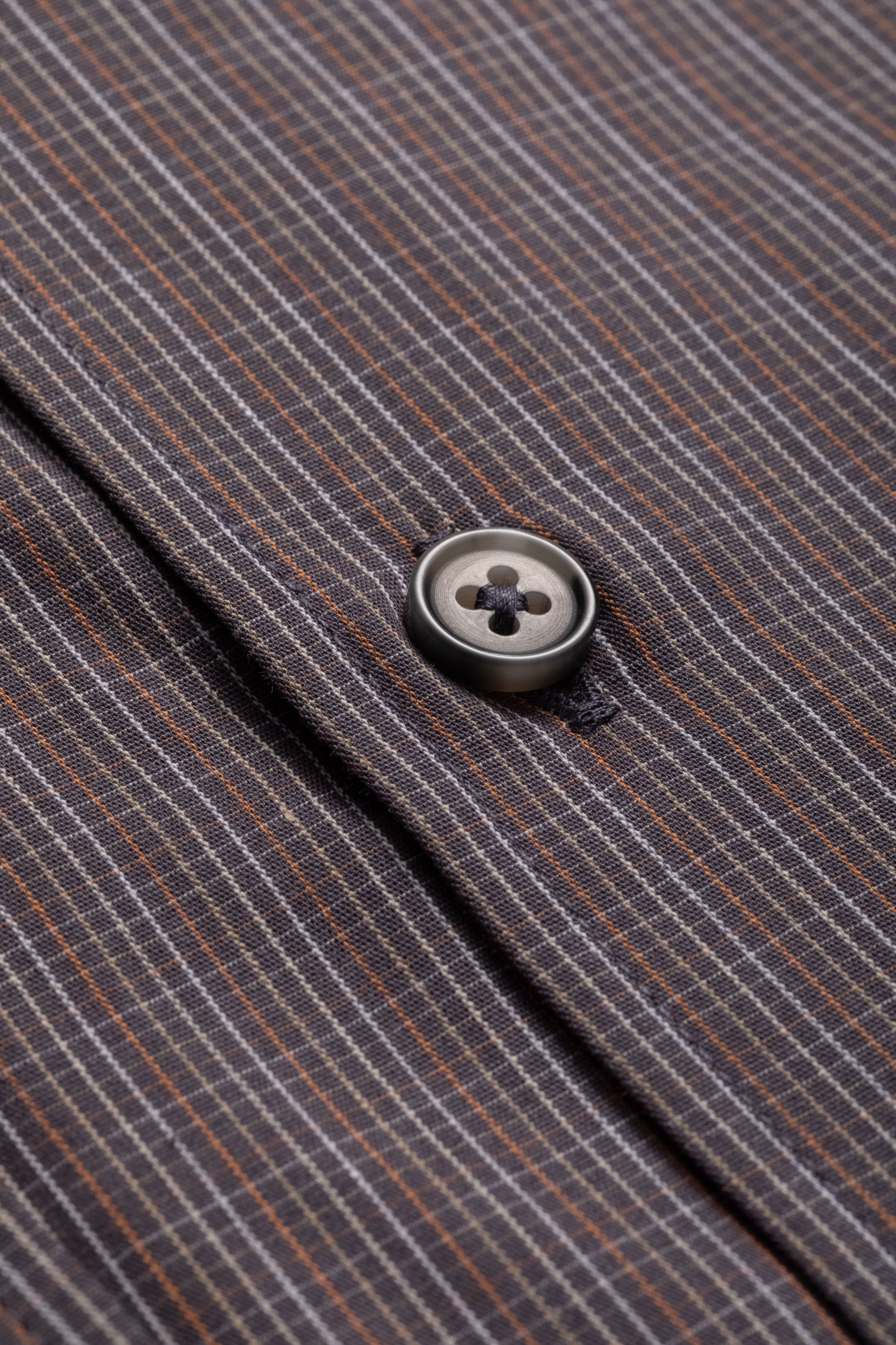 Camisa Manga Longa Slim fit Marrom Quadriculado Laranja