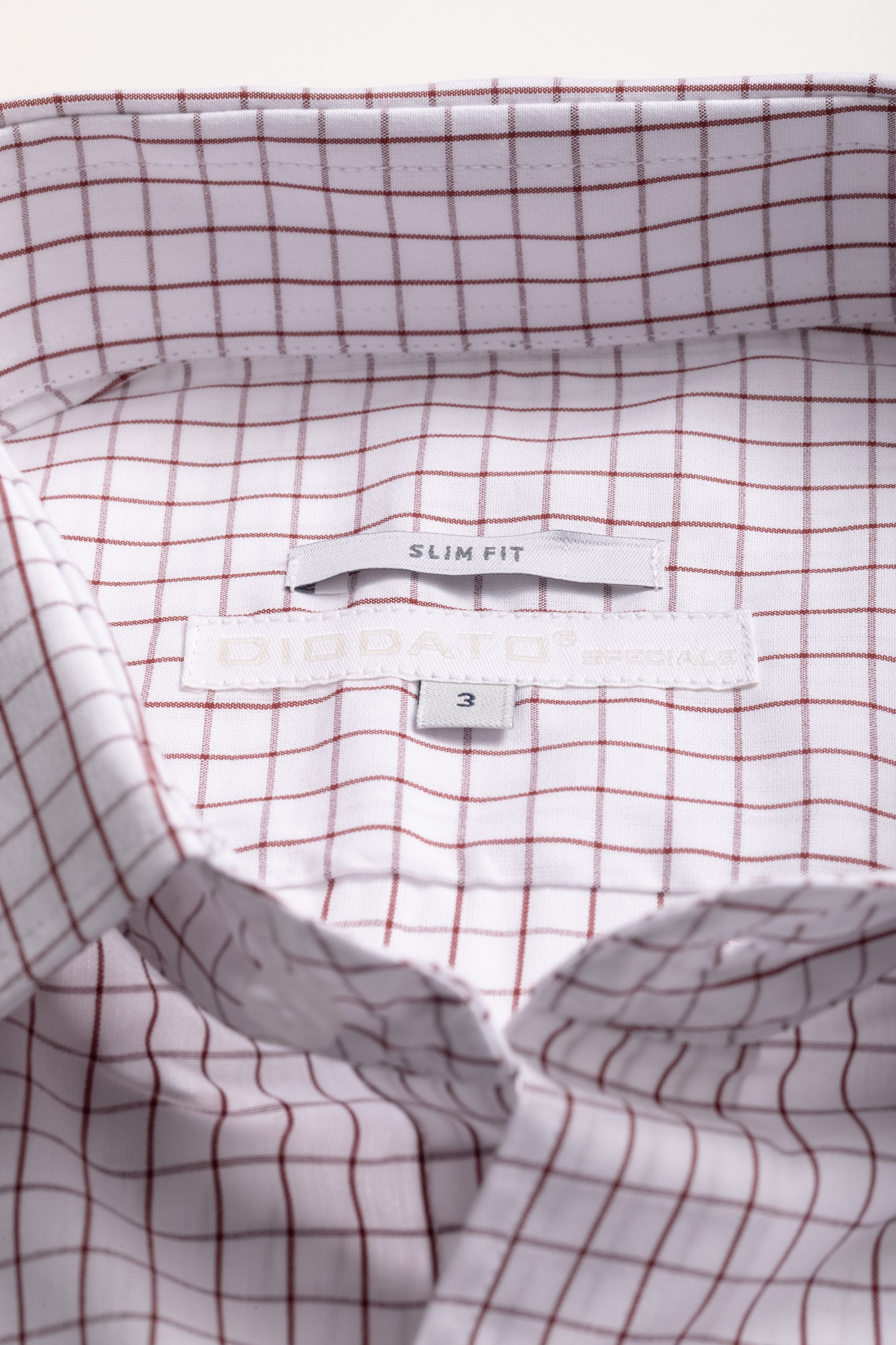 Camisa Manga Longa Regular Branco Quadriculado Vinho