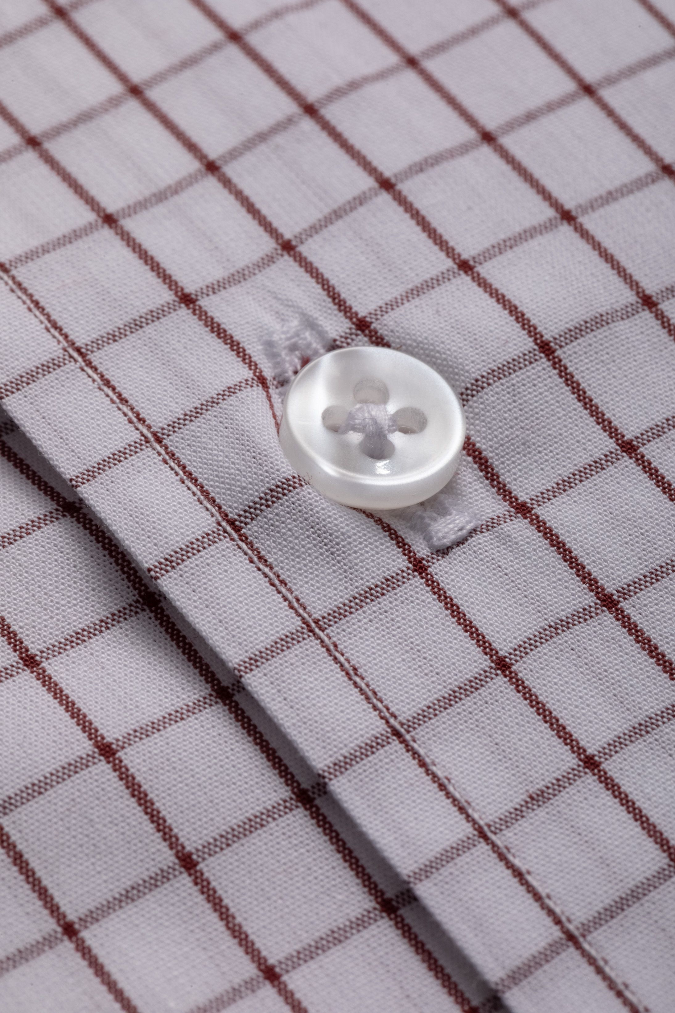 Camisa Manga Longa Regular Branco Quadriculado Vinho