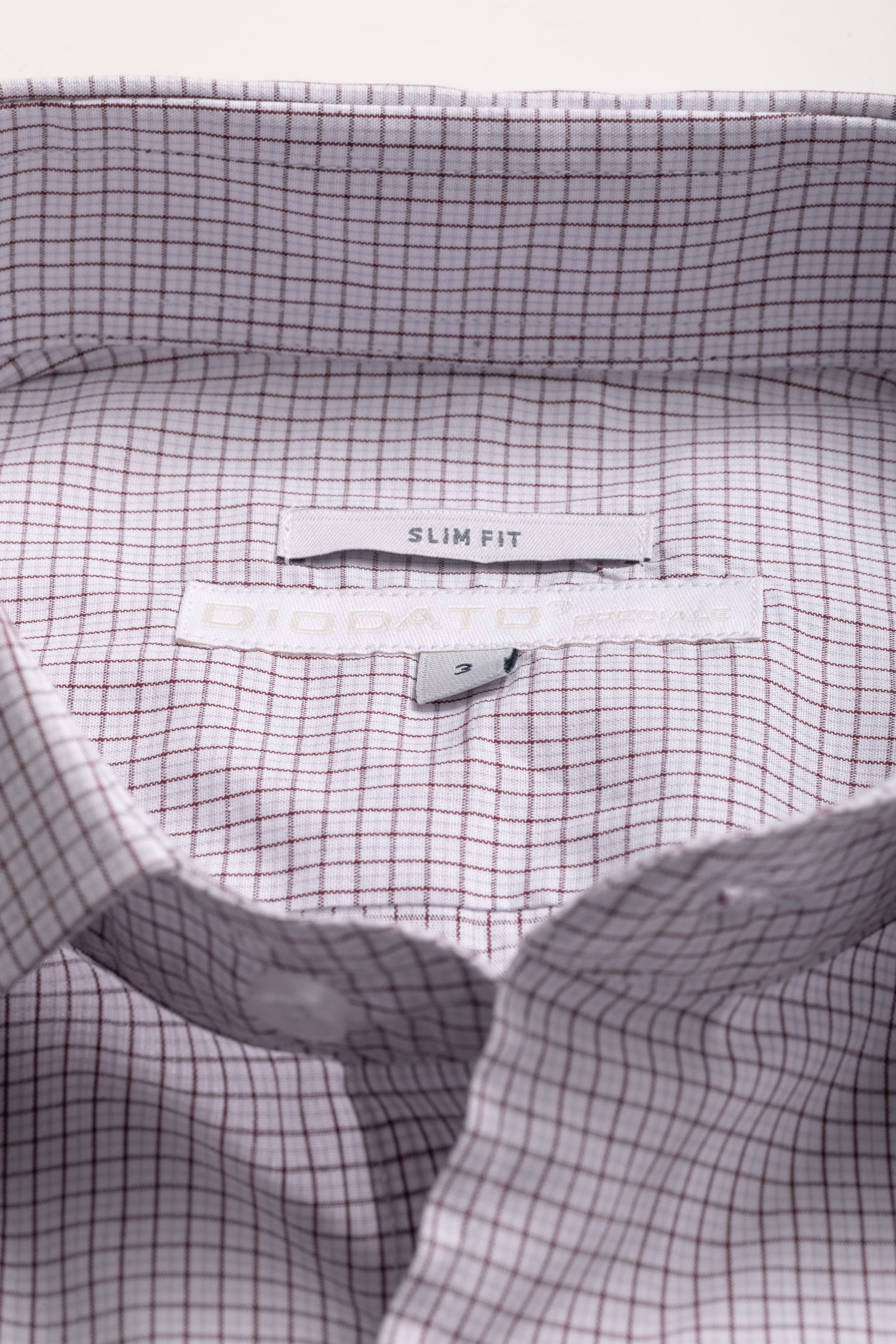 Camisa Manga Longa Slim fit Branco Quadriculado Marrom