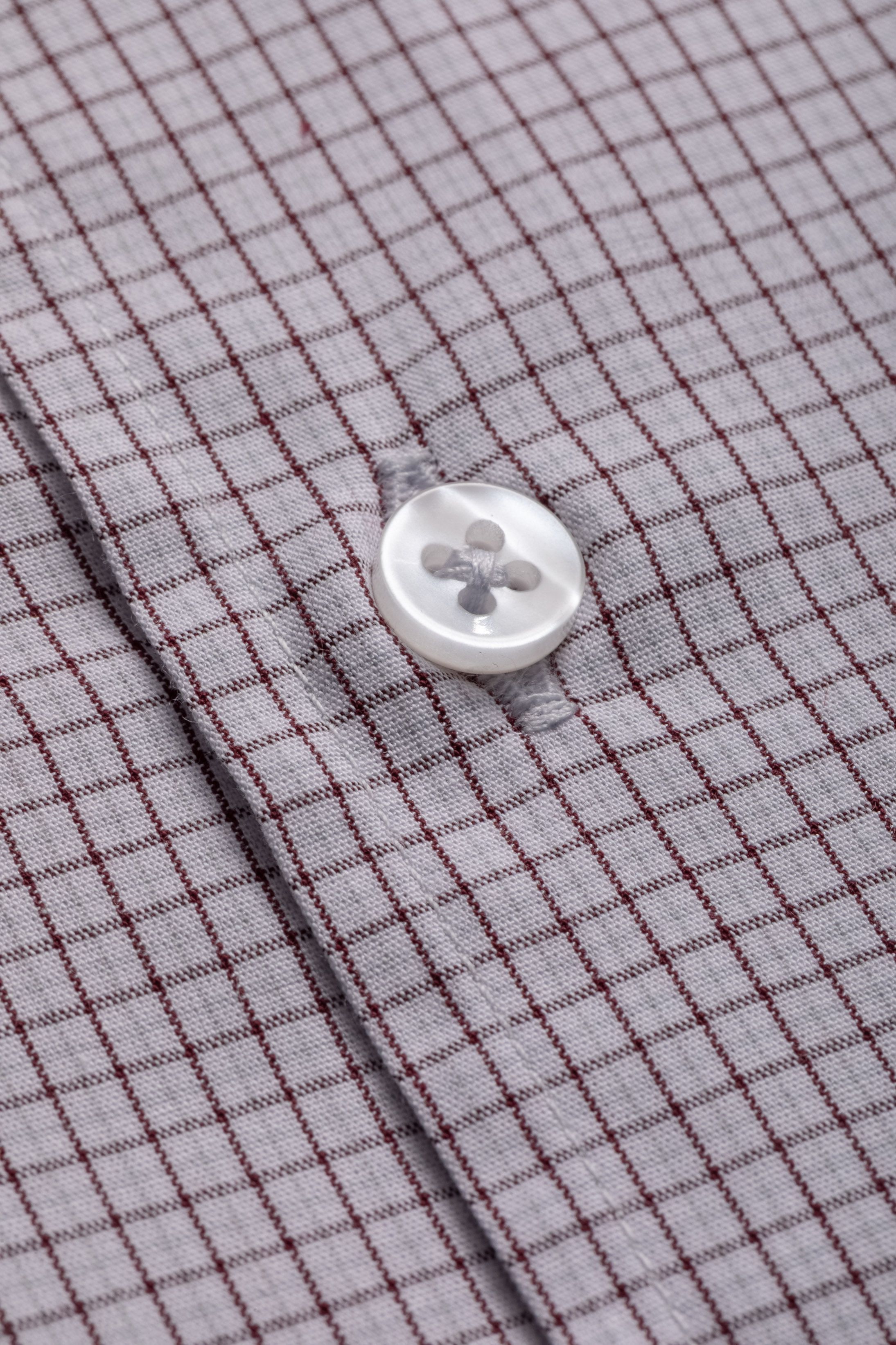 Camisa Manga Longa Slim fit Branco Quadriculado Marrom