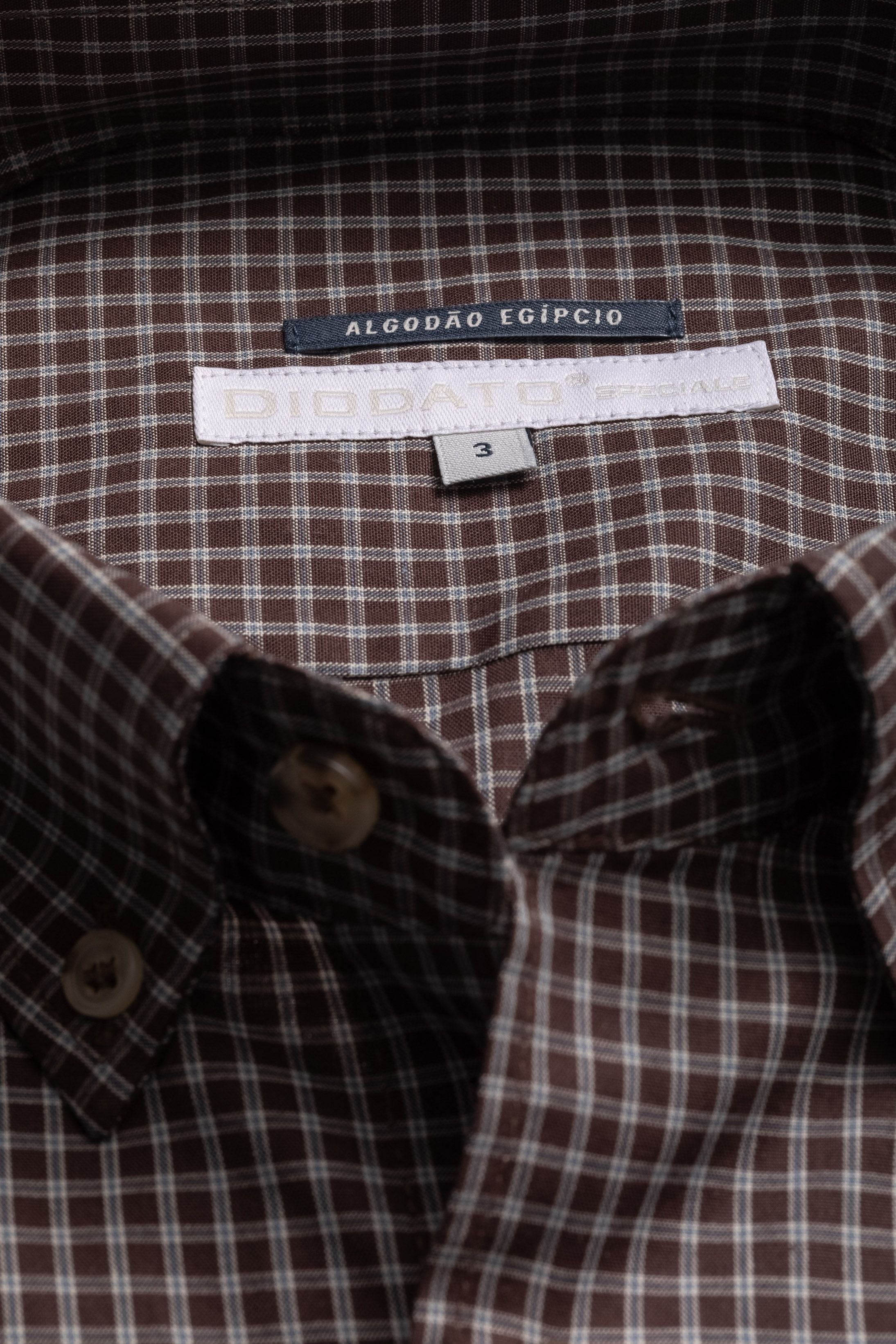Camisa Manga Longa Regular Marrom Quadriculado