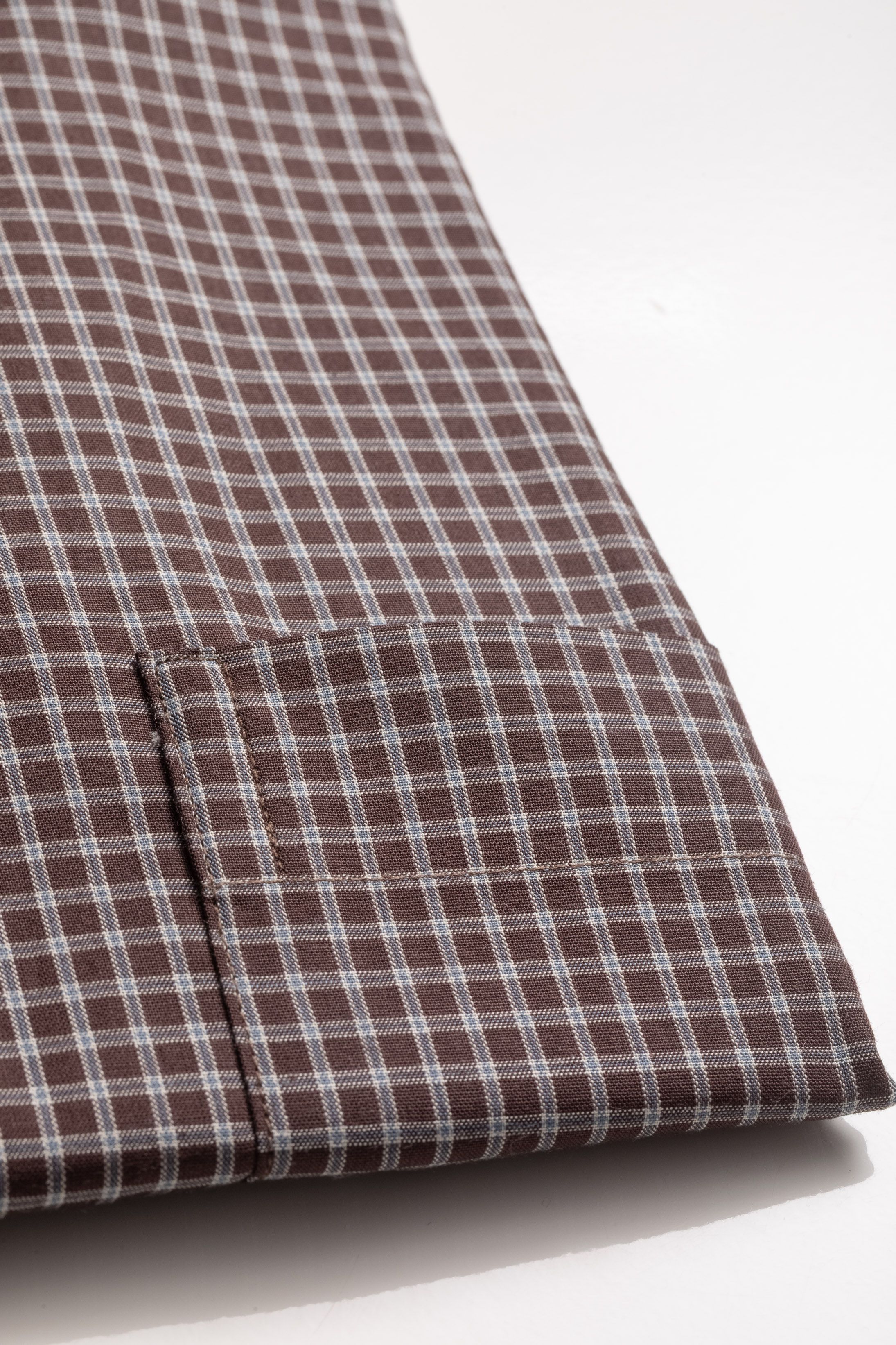 Camisa Manga Longa Regular Marrom Quadriculado