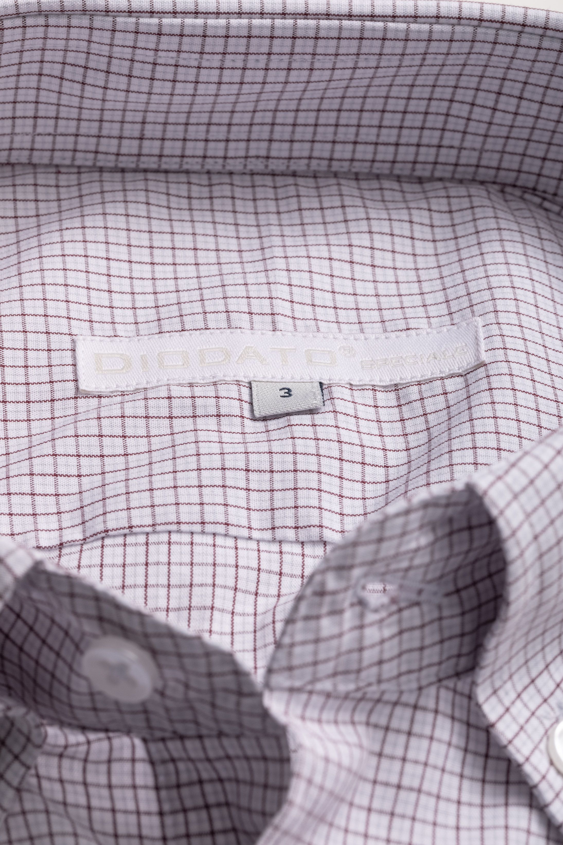 Camisa Manga Longa Regular Branco Quadriculado Marrom
