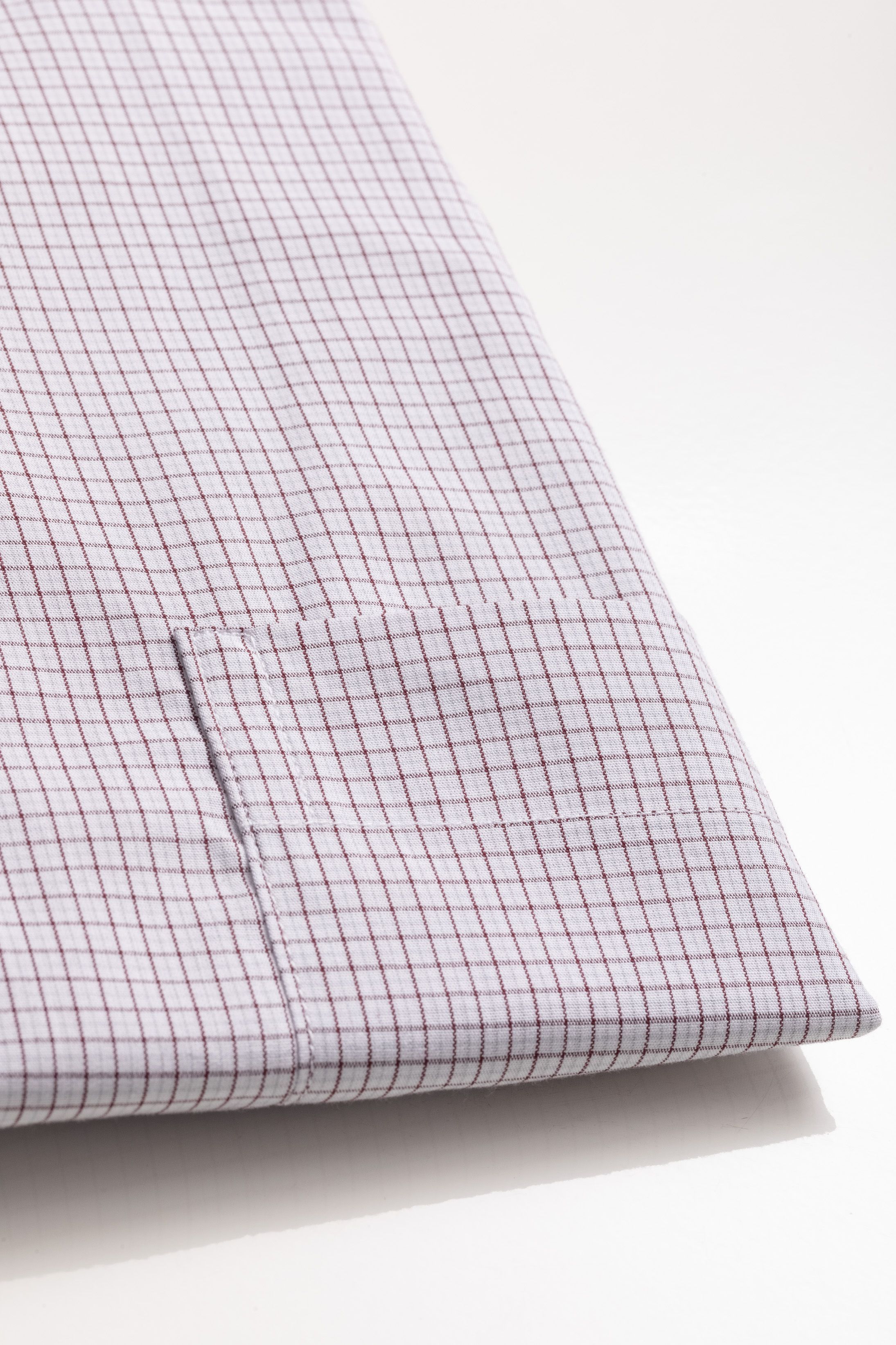 Camisa Manga Longa Regular Branco Quadriculado Marrom